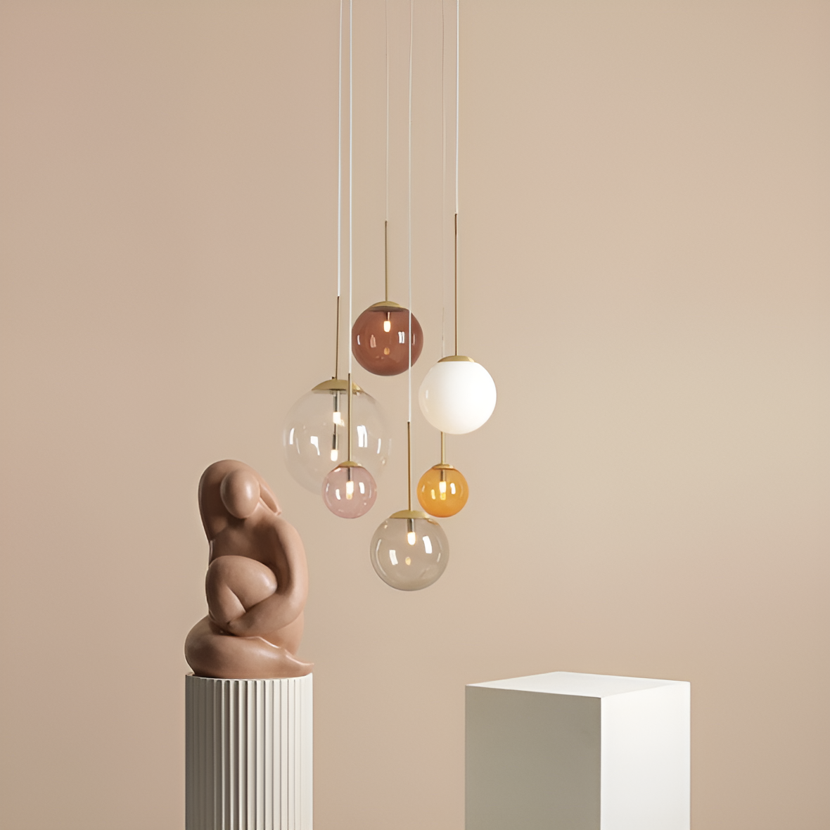 Barefoot hanging lamp colorful glass