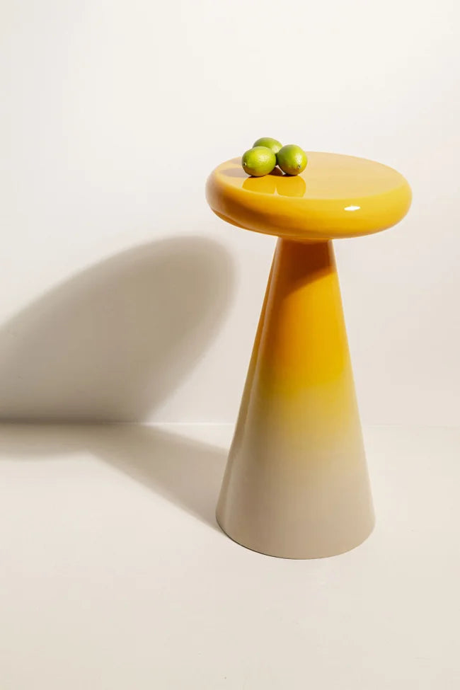 Yellow RICI side table with beige
