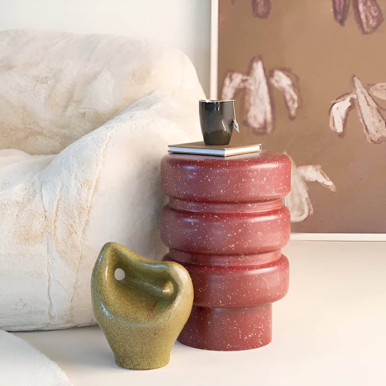 Bočný stolík SPATTER krémový