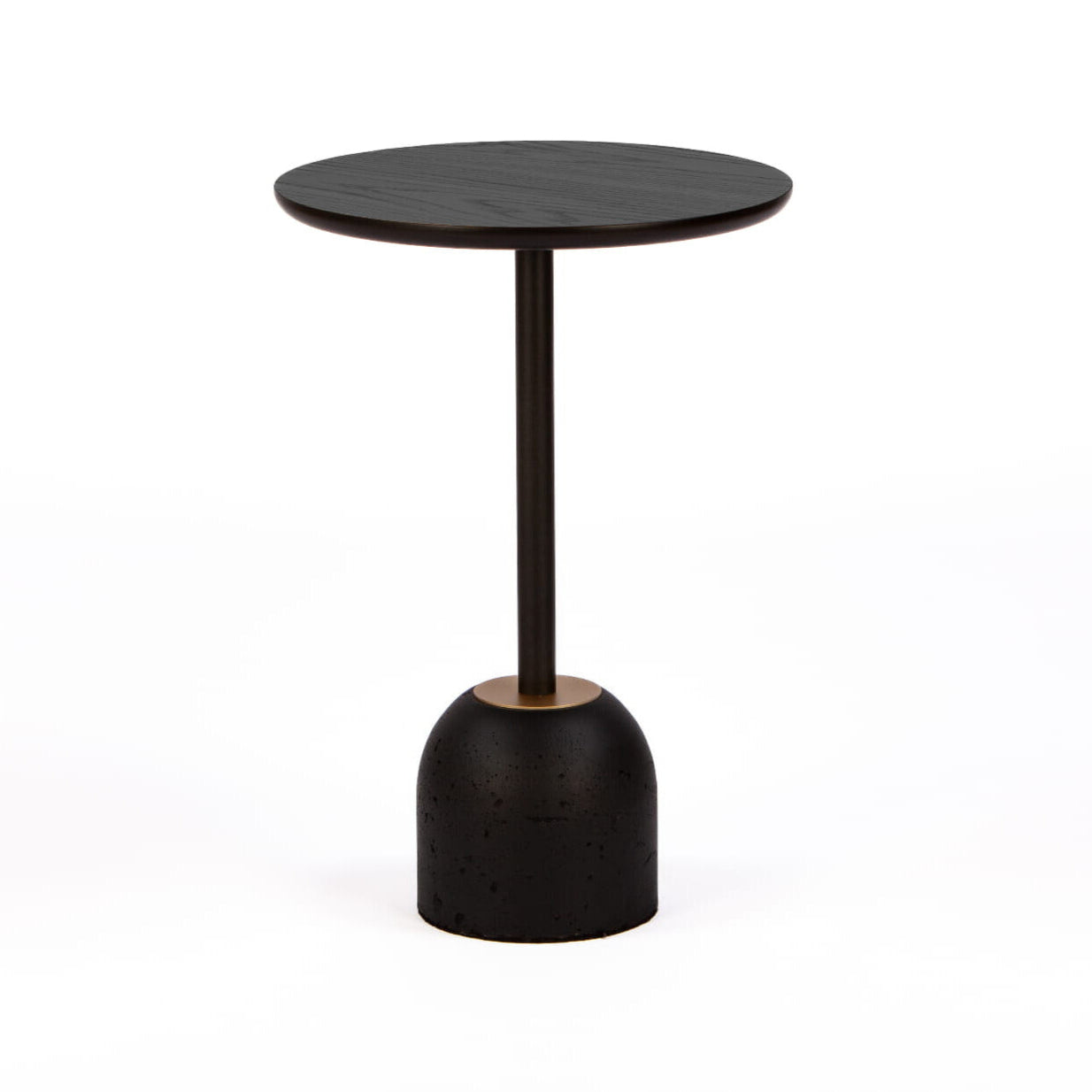 BET black coffee table with a concrete base