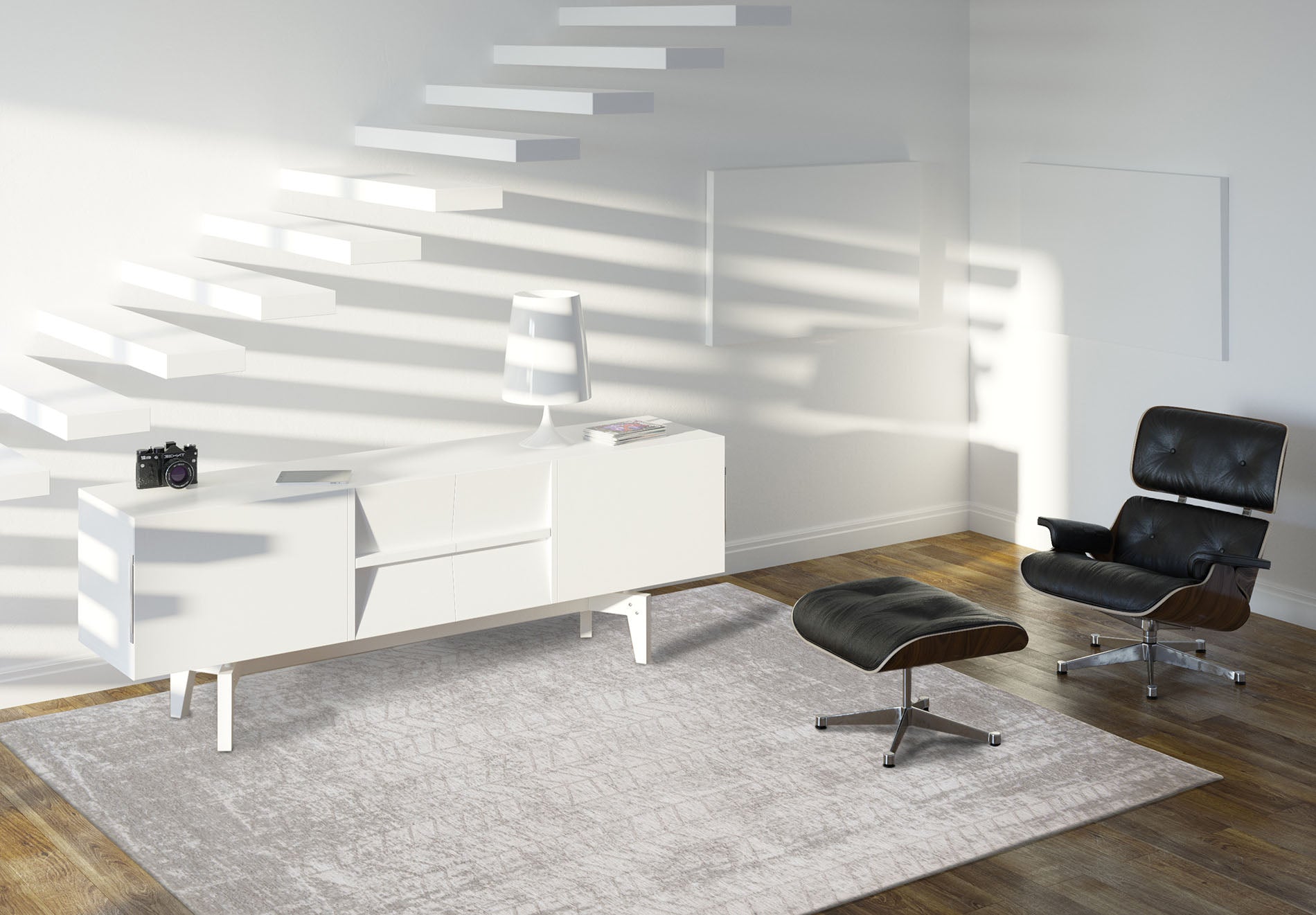 JACOBS LADDER herringbone rug white