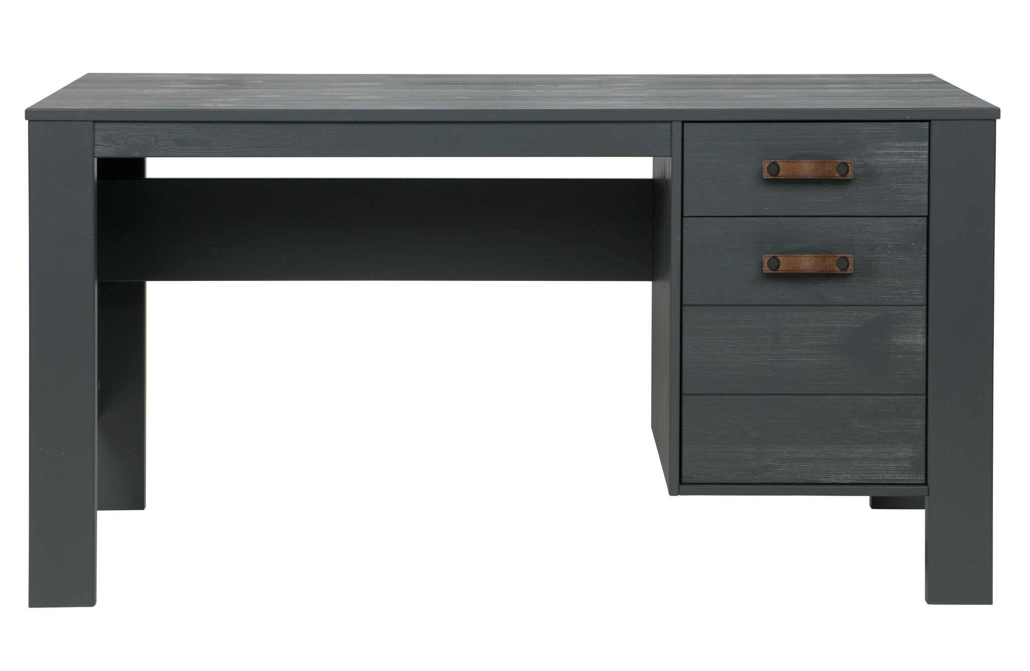 Biurko DENNIS grafitowy Woood skórzany Eye on Design