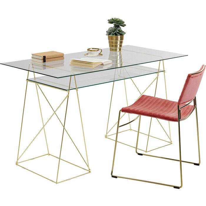 Biurko szklane POLAR złota podstawa - Eye on Design