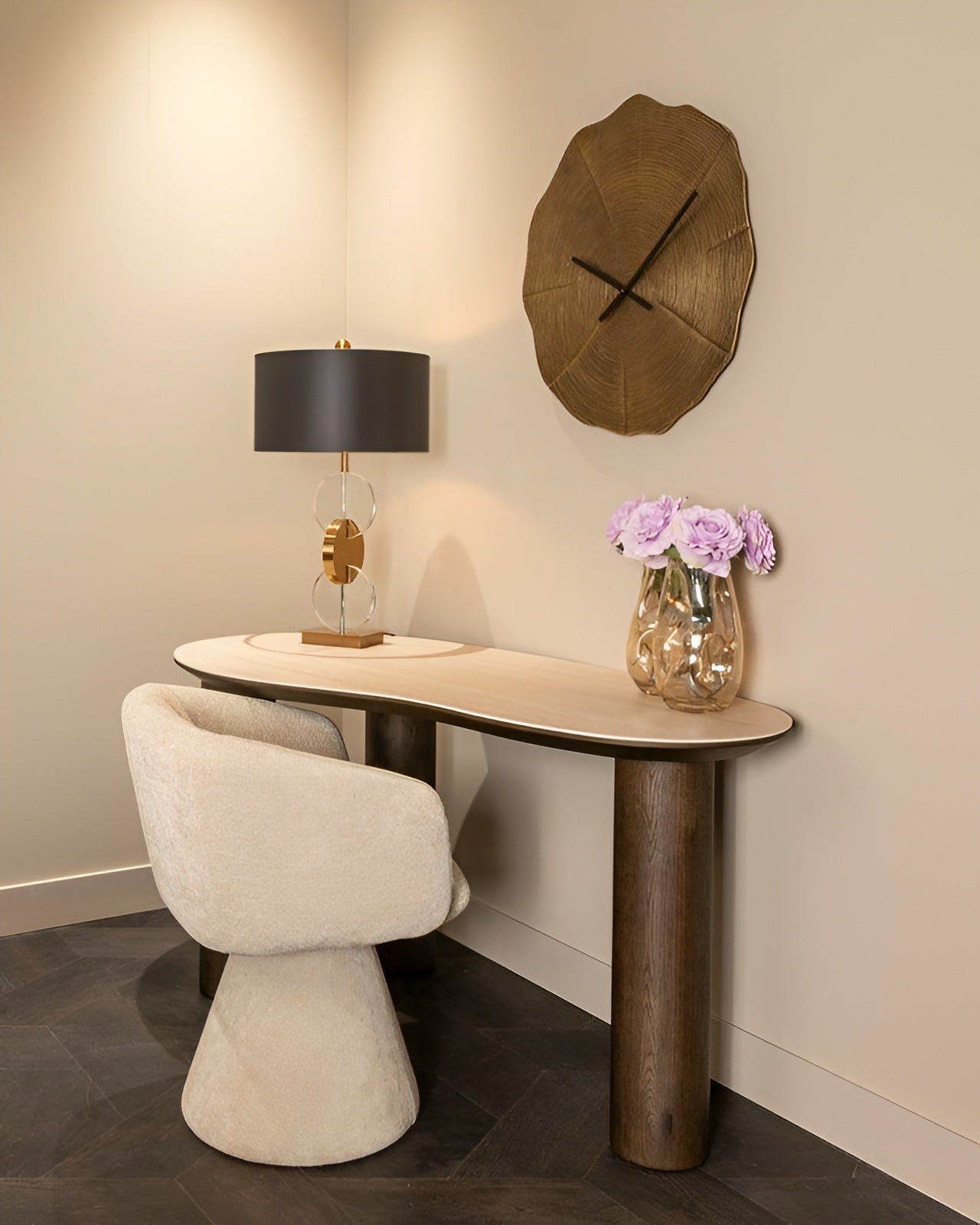 RITZ desk with beige top and dark brown base