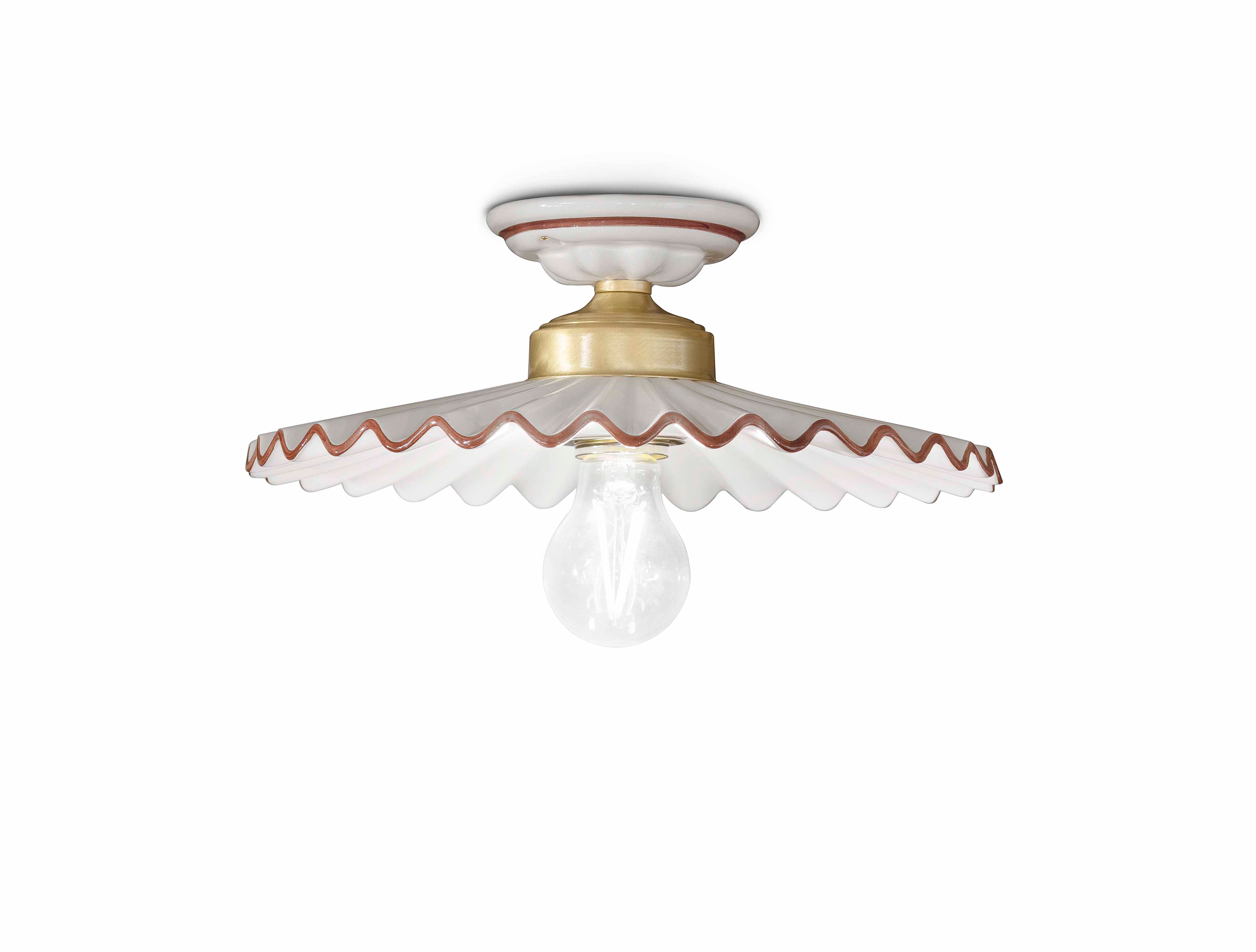 Ceiling lamp ceramic L’AQUILA white with mocha and brass finish