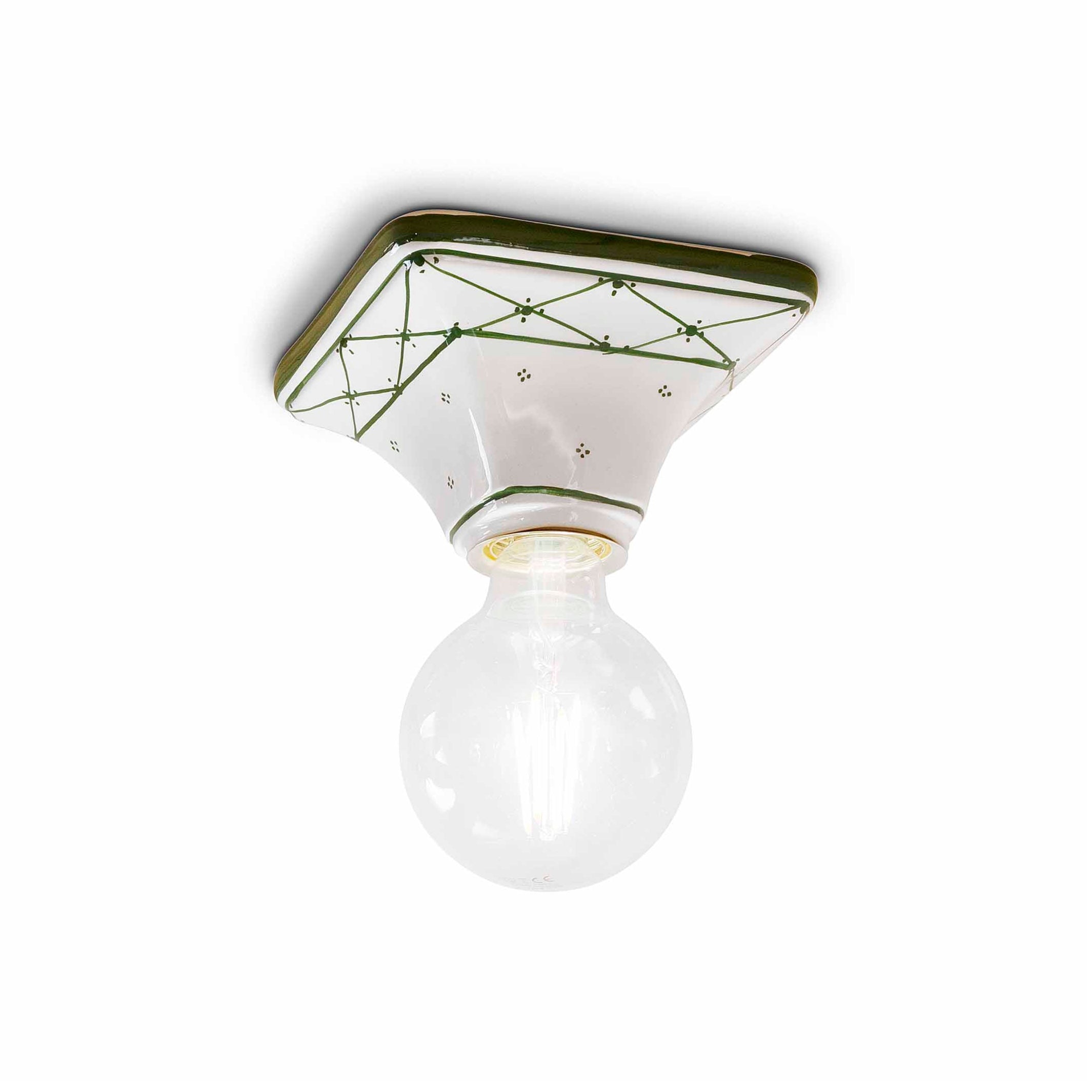 Stropný keramický TRIESTE biely s olivovým vzorom