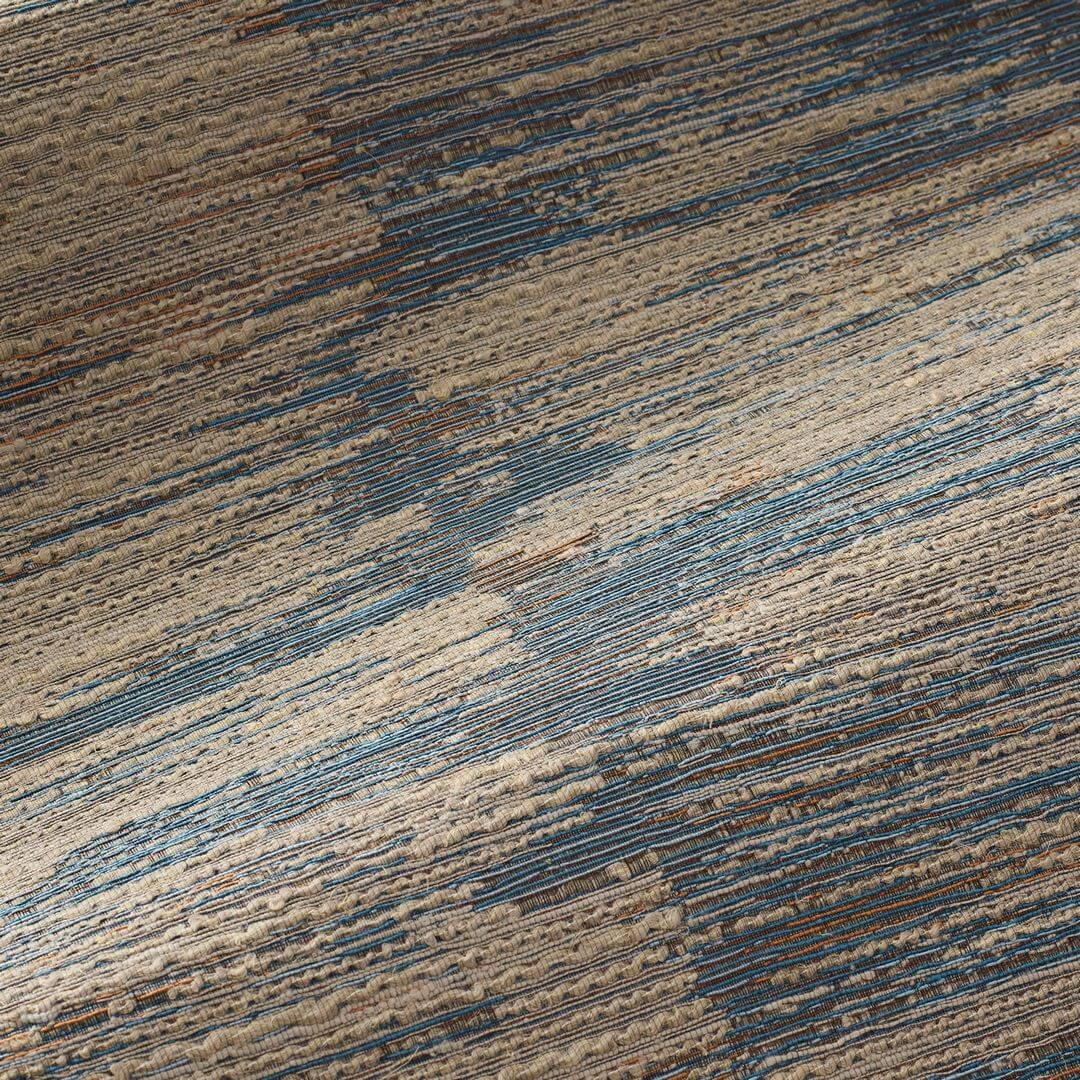 Textilná tapeta so štruktúrou v prúžkoch ALCHEMILLA - BLEU DEAUVILLE/GRIS NUAGE modrá s béžovou