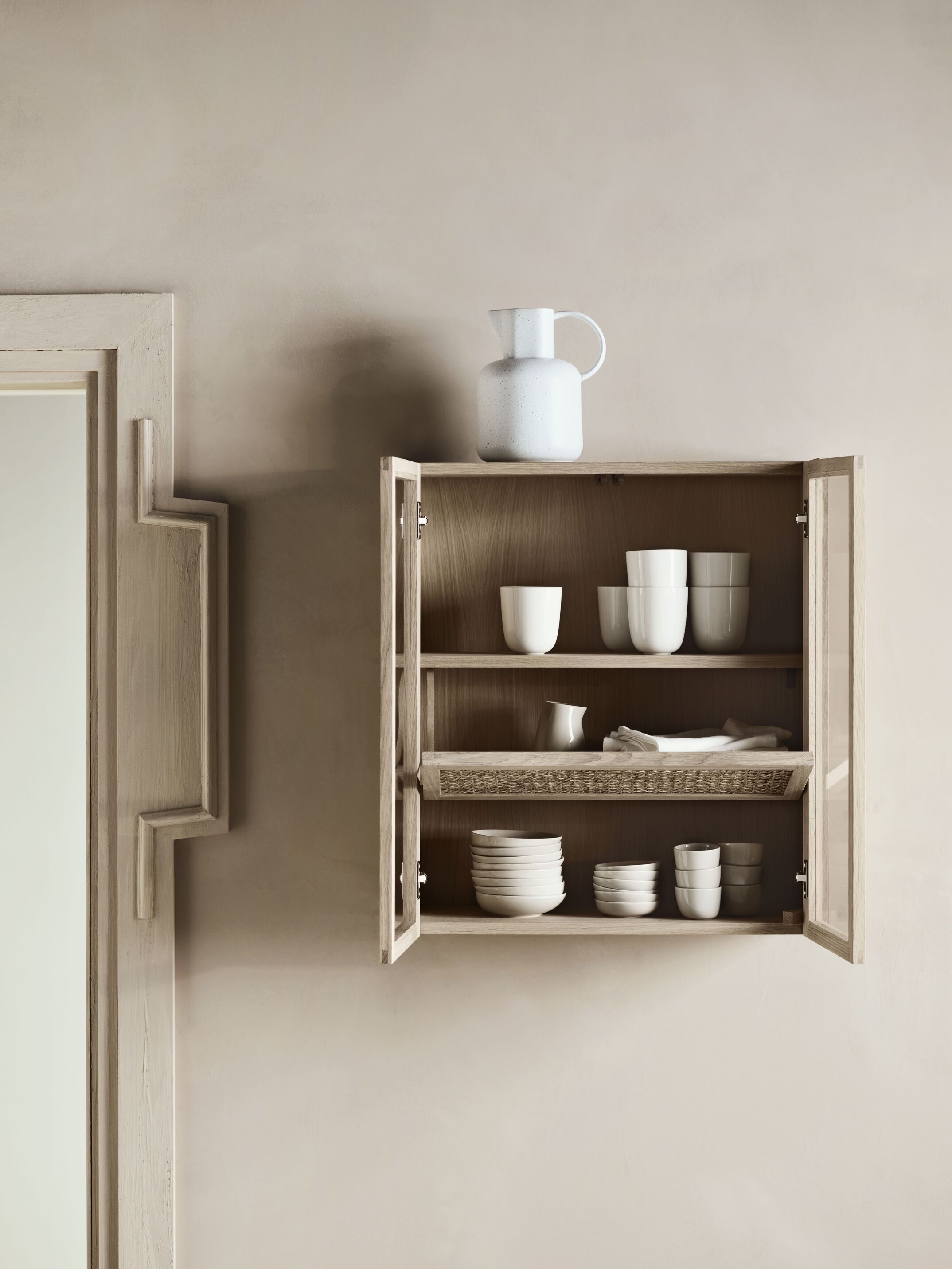 Nástenná skrinka CANA bielené dubové drevo