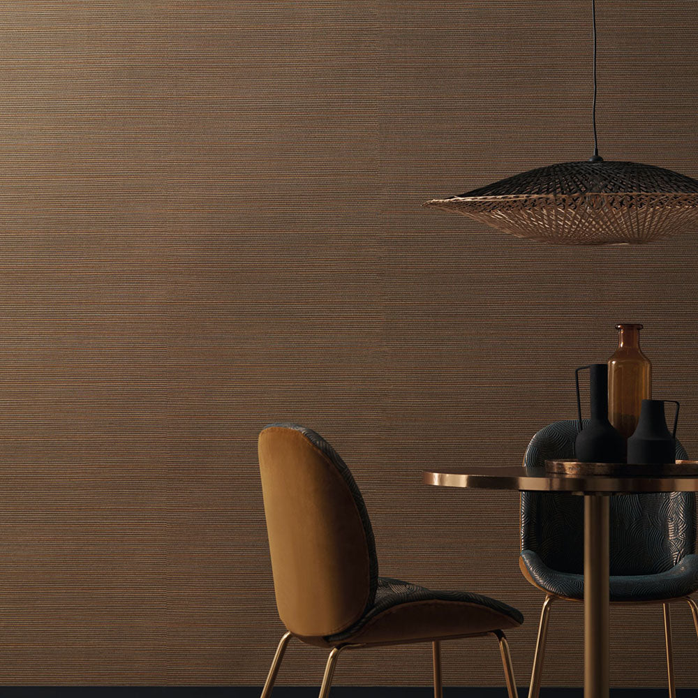 Štruktúrovaná tapeta napodobňujúca rastlinné plátno PANDAN - OCRE zlatá