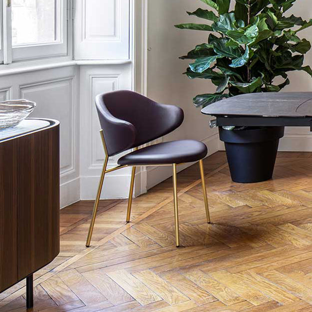 HOLLY upholstered chair with walnut base