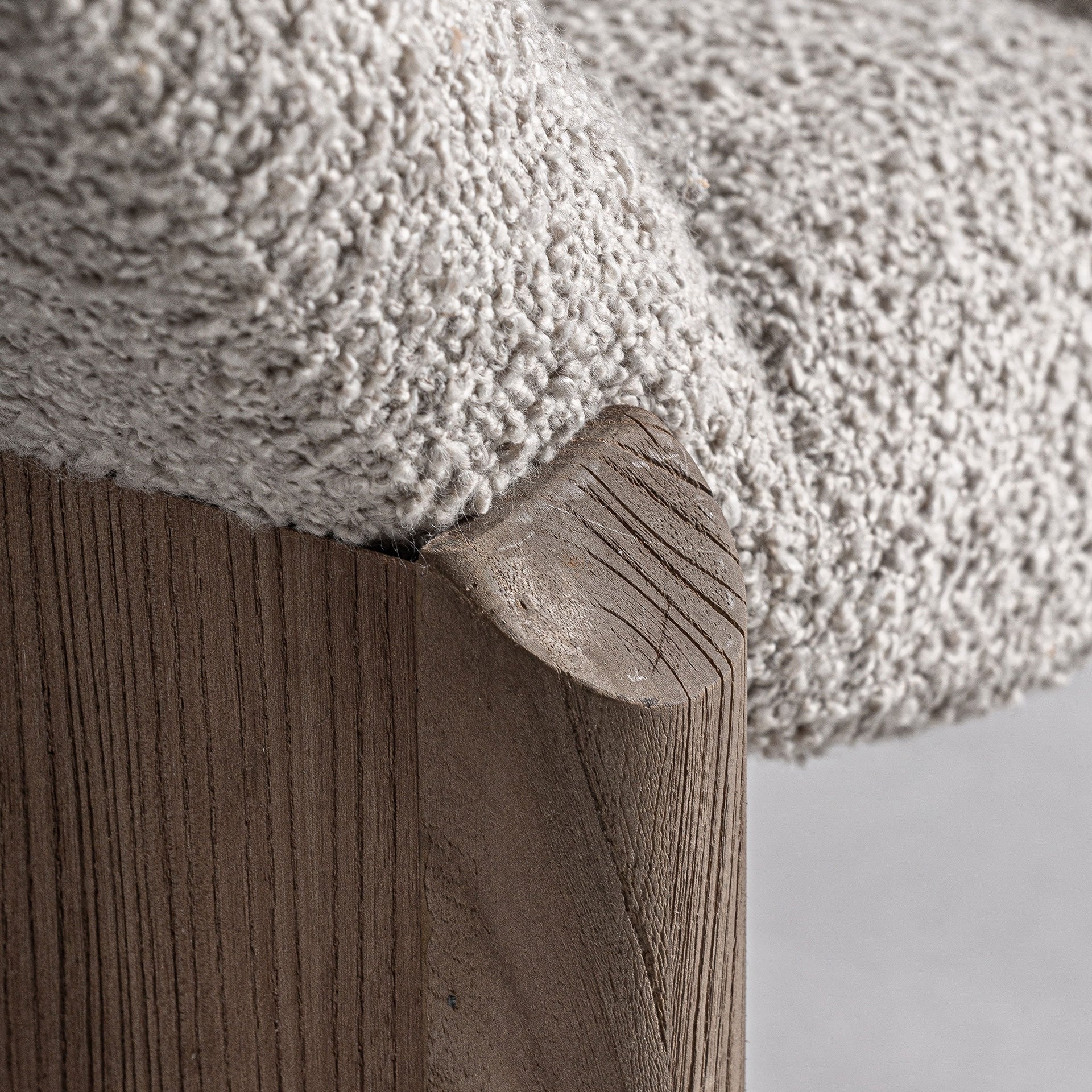 Beige JACQUARD Chaise Longue with Wooden Base