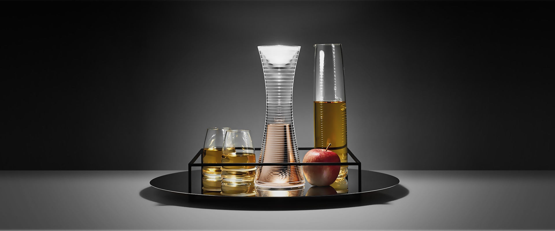 Prenosná lampa COME TOGETHER priehľadná s medeným detailom