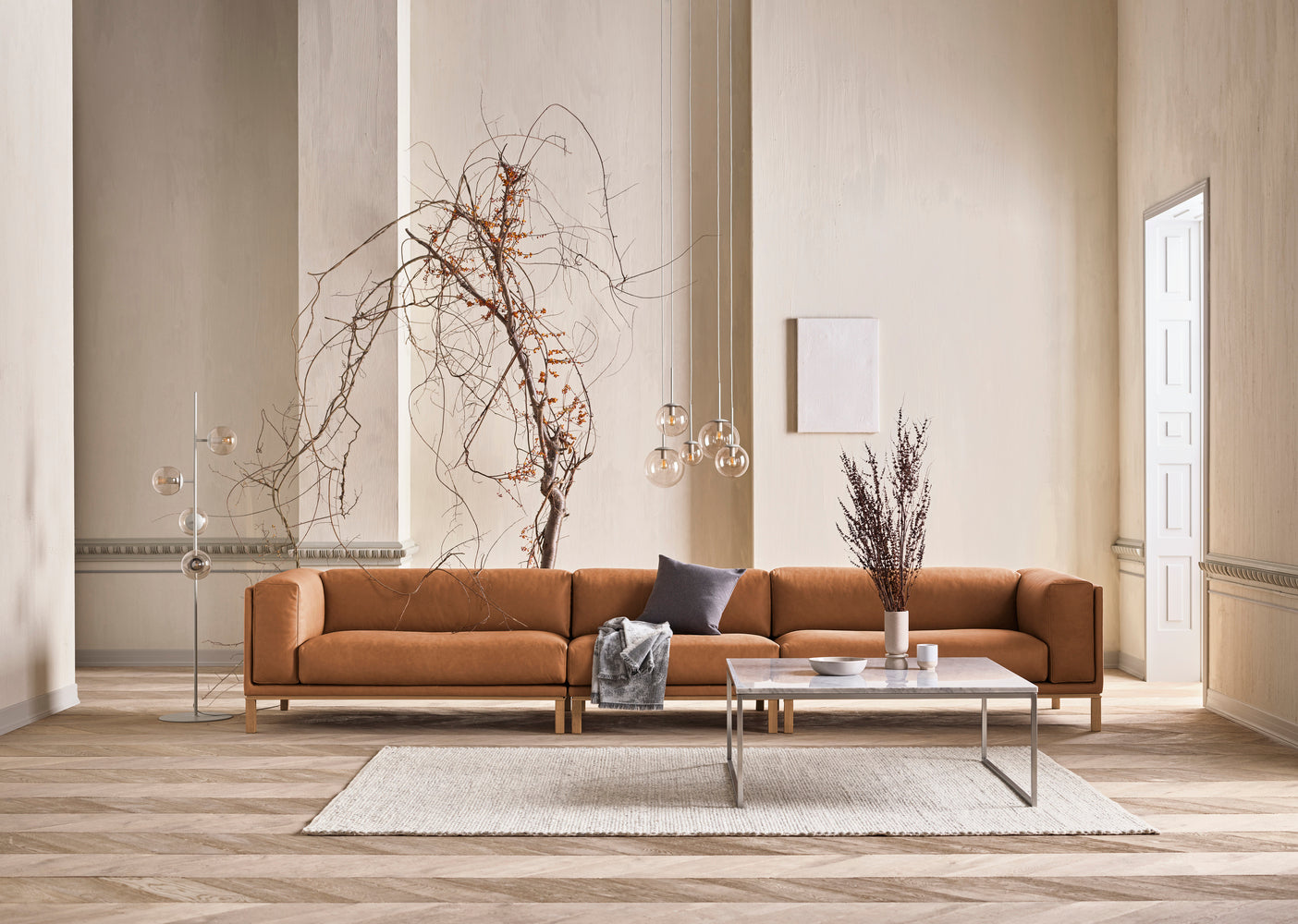 Sofa modulárna COSY - stredný modul s dubovým podstavcom