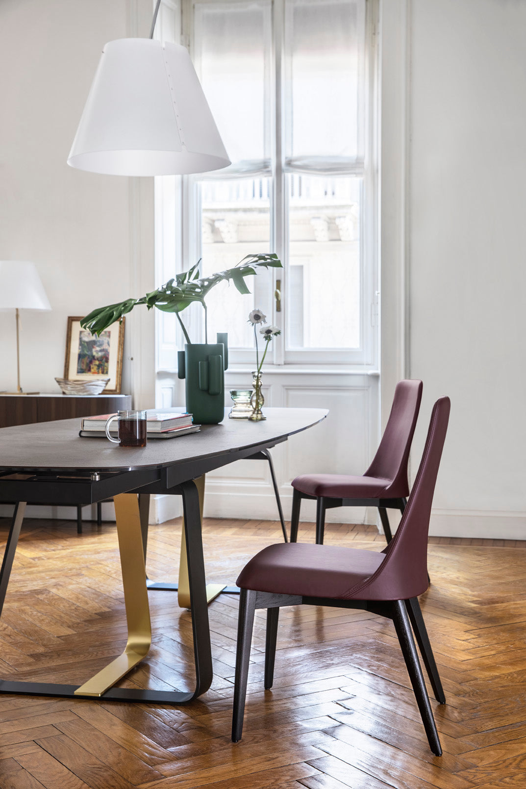 Upholstered ETOILE Chair with Walnut Base