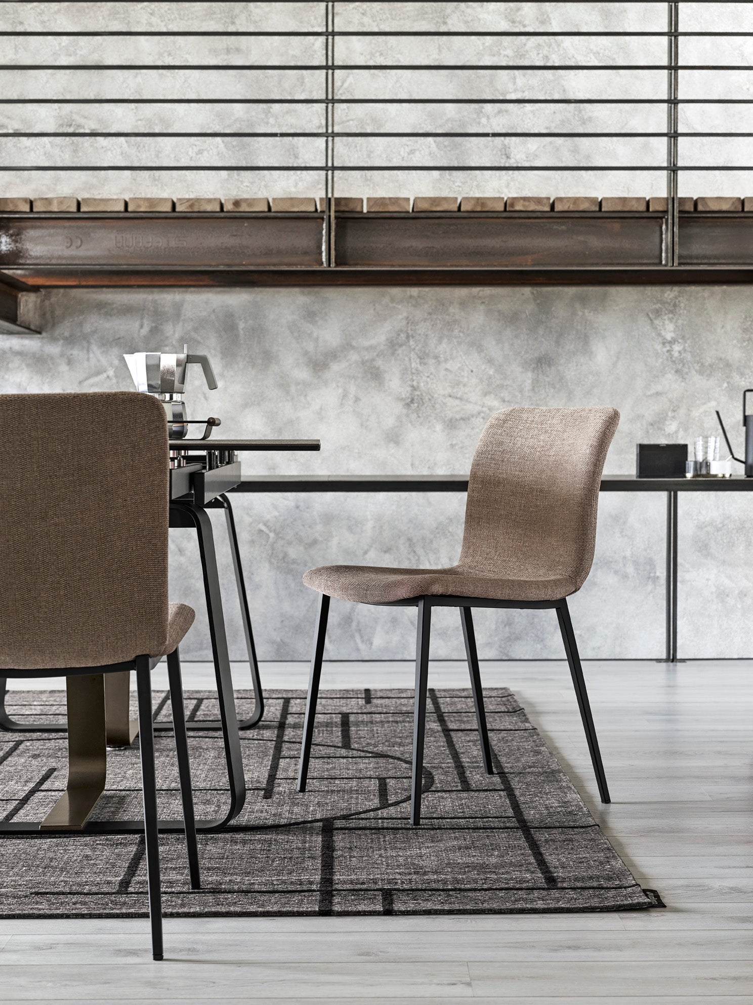 Upholstered ANNIE Chair with Black Metal Base