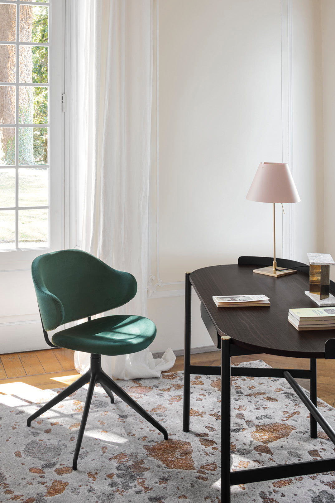 Desk MADAME dark brown top with black base