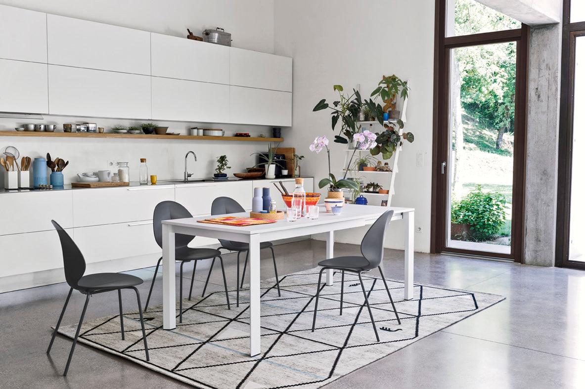 BASIL chair with gray seat and chrome metal base