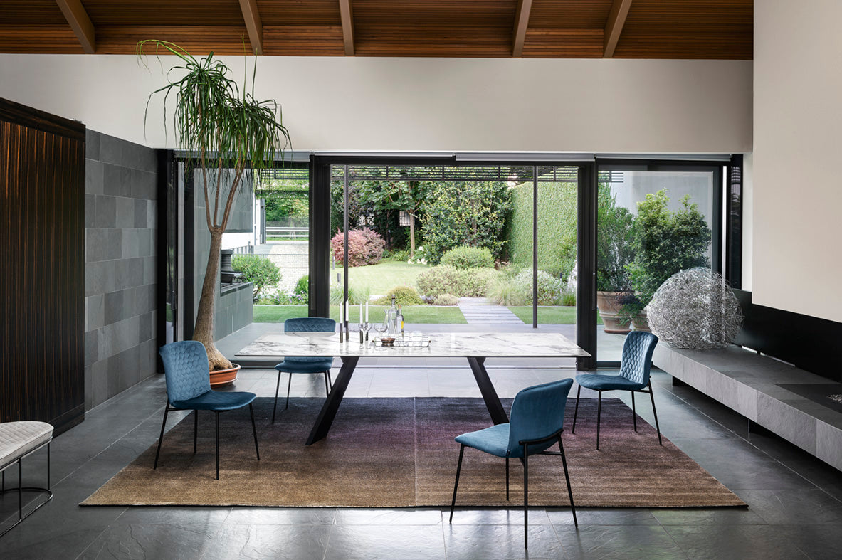 LOVE upholstered chair with a black base