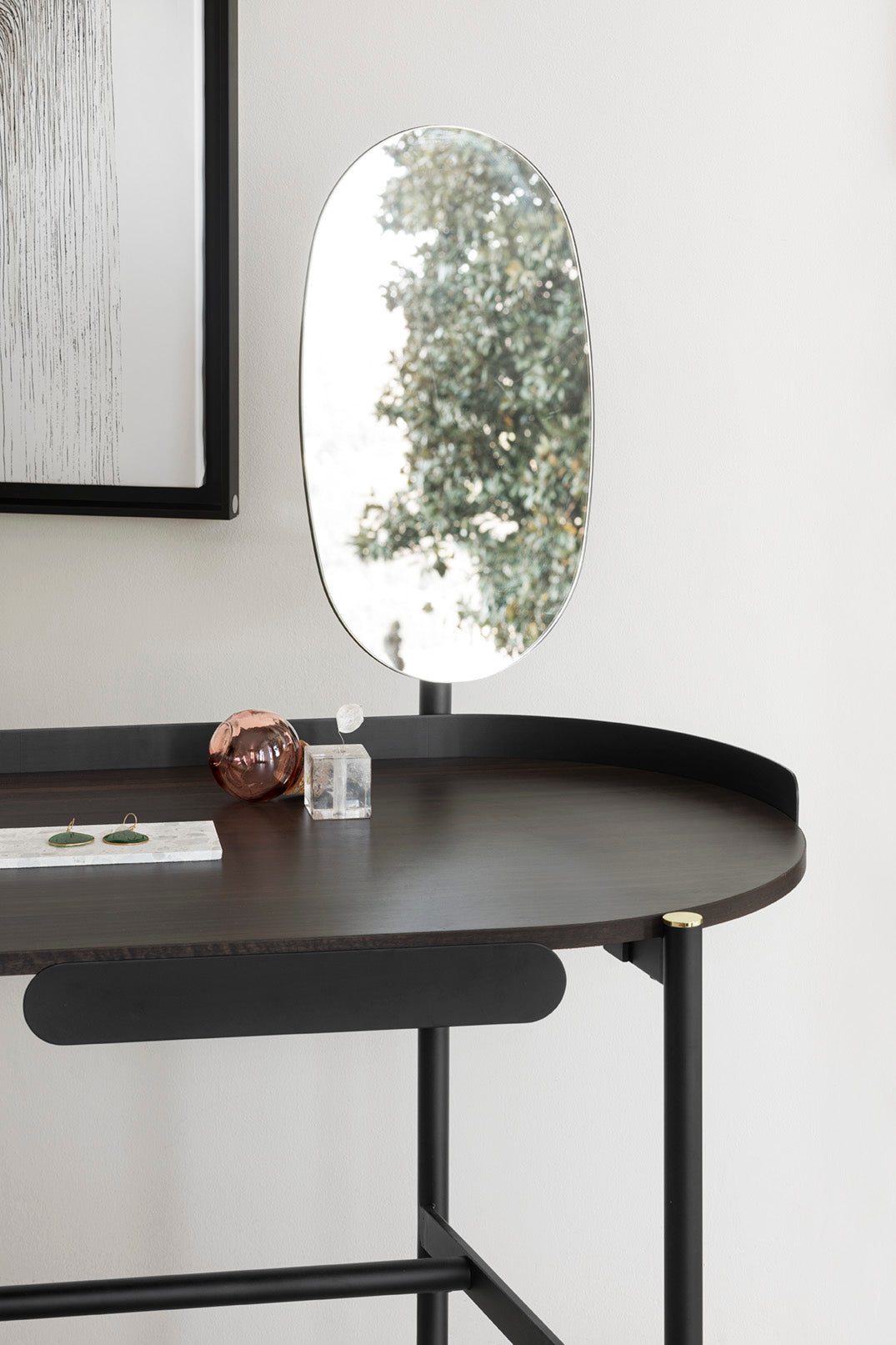 Desk MADAME dark brown top with black base