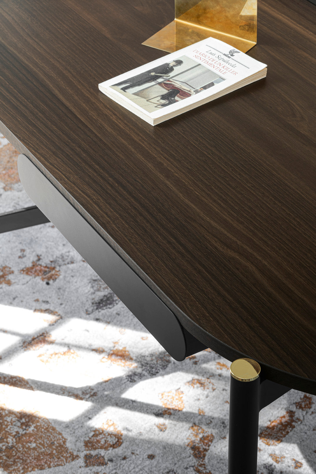 Desk MADAME dark brown top with black base