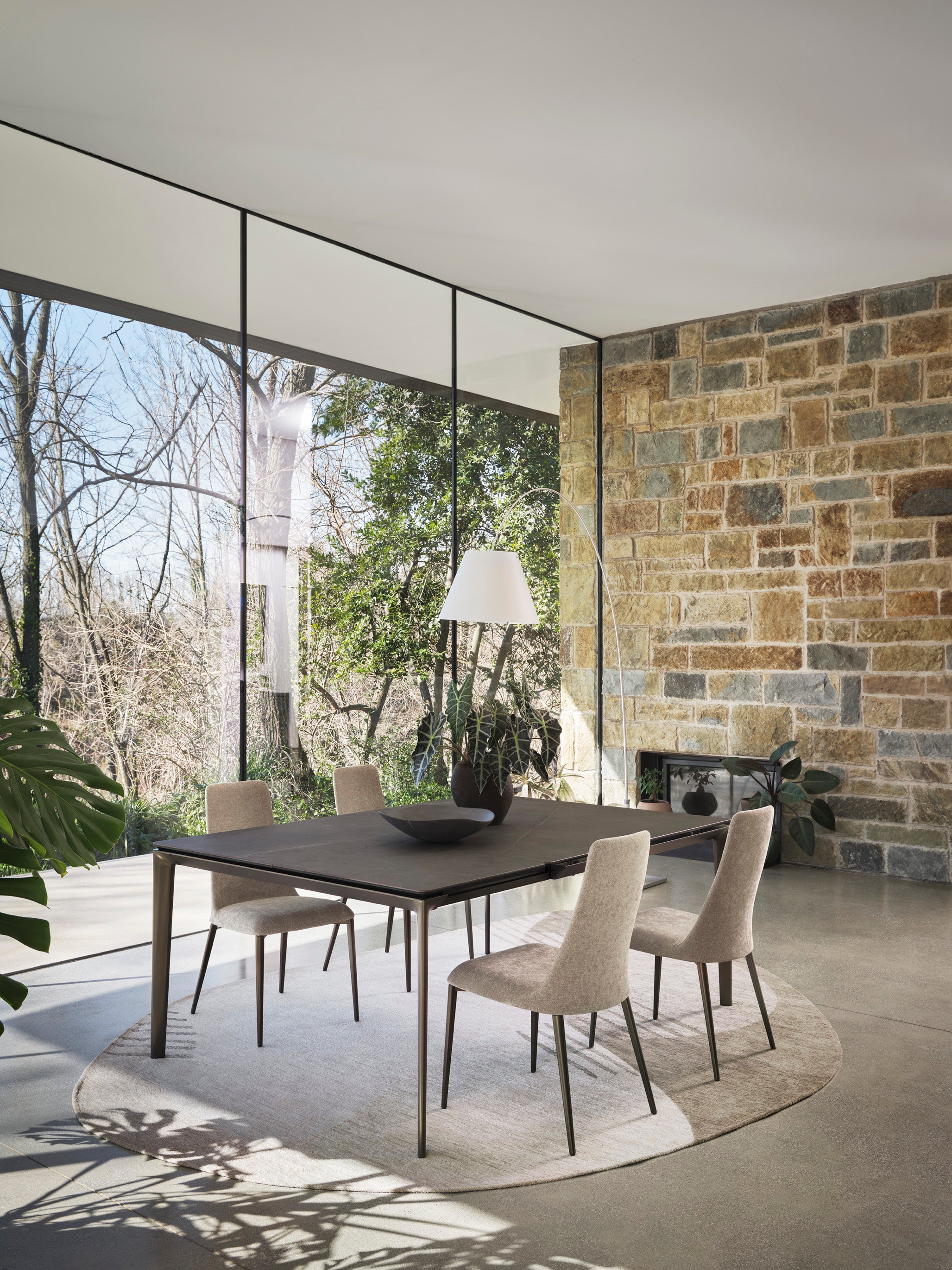 ETOILE upholstered chair with a brown metal base