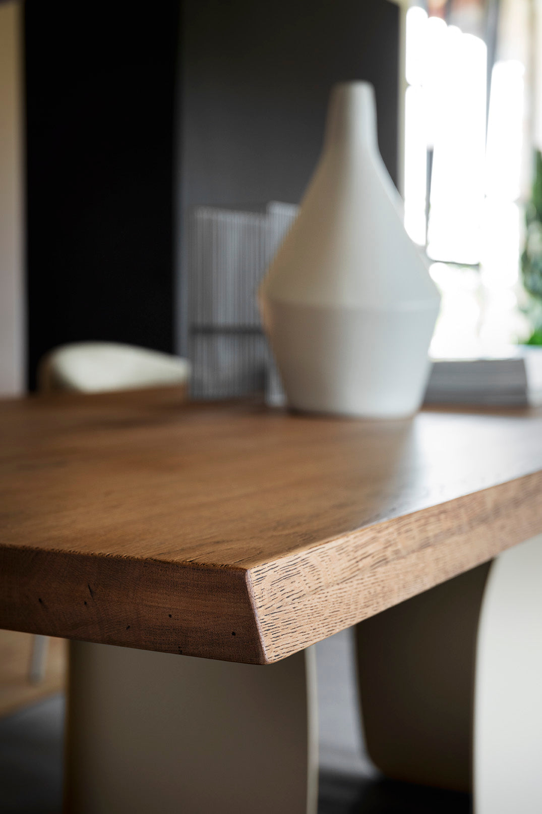 Rectangular Table TWINS Wooden Top with Black Base