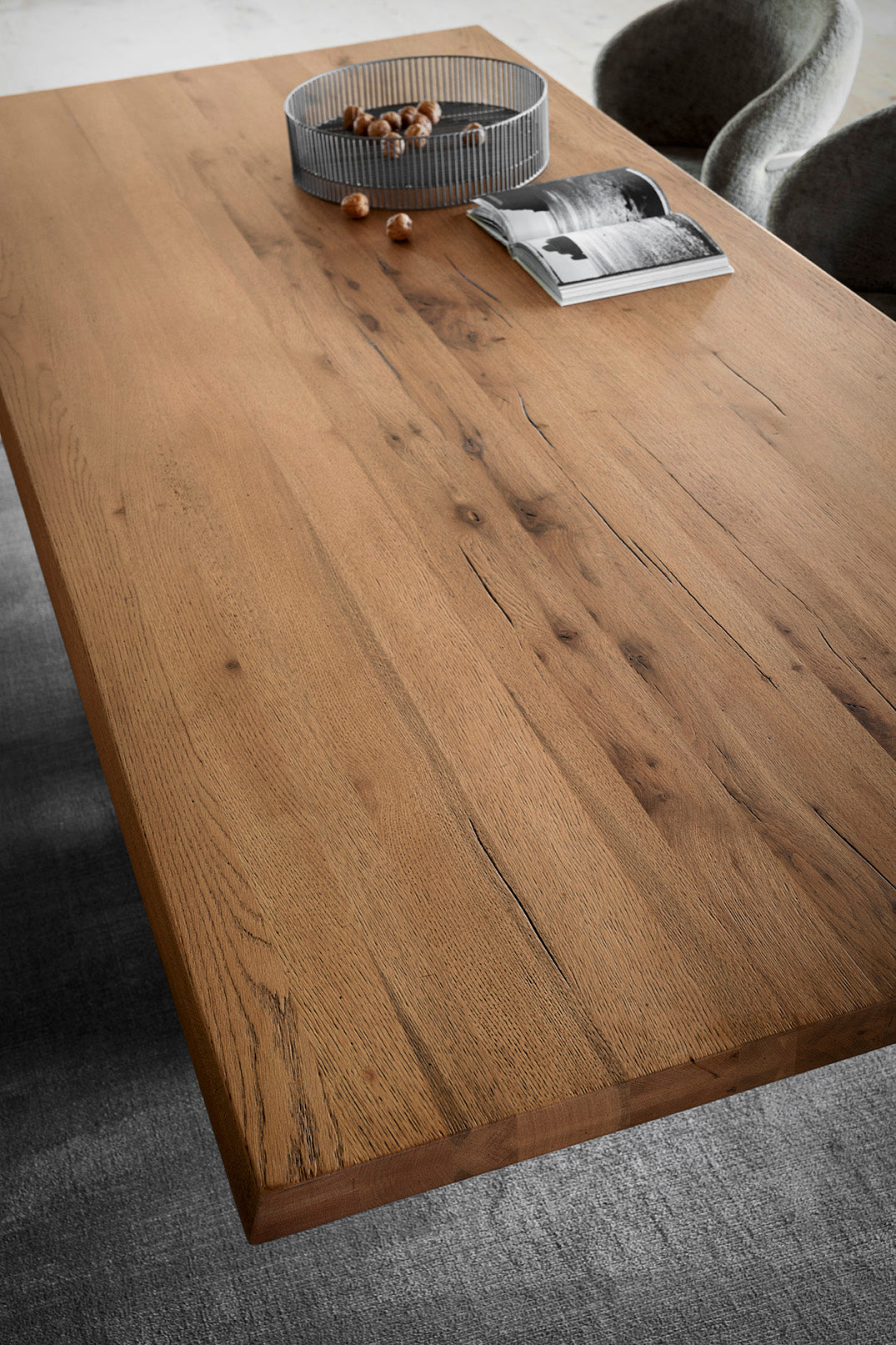 Rectangular Table TWINS Wooden Top with Black Base