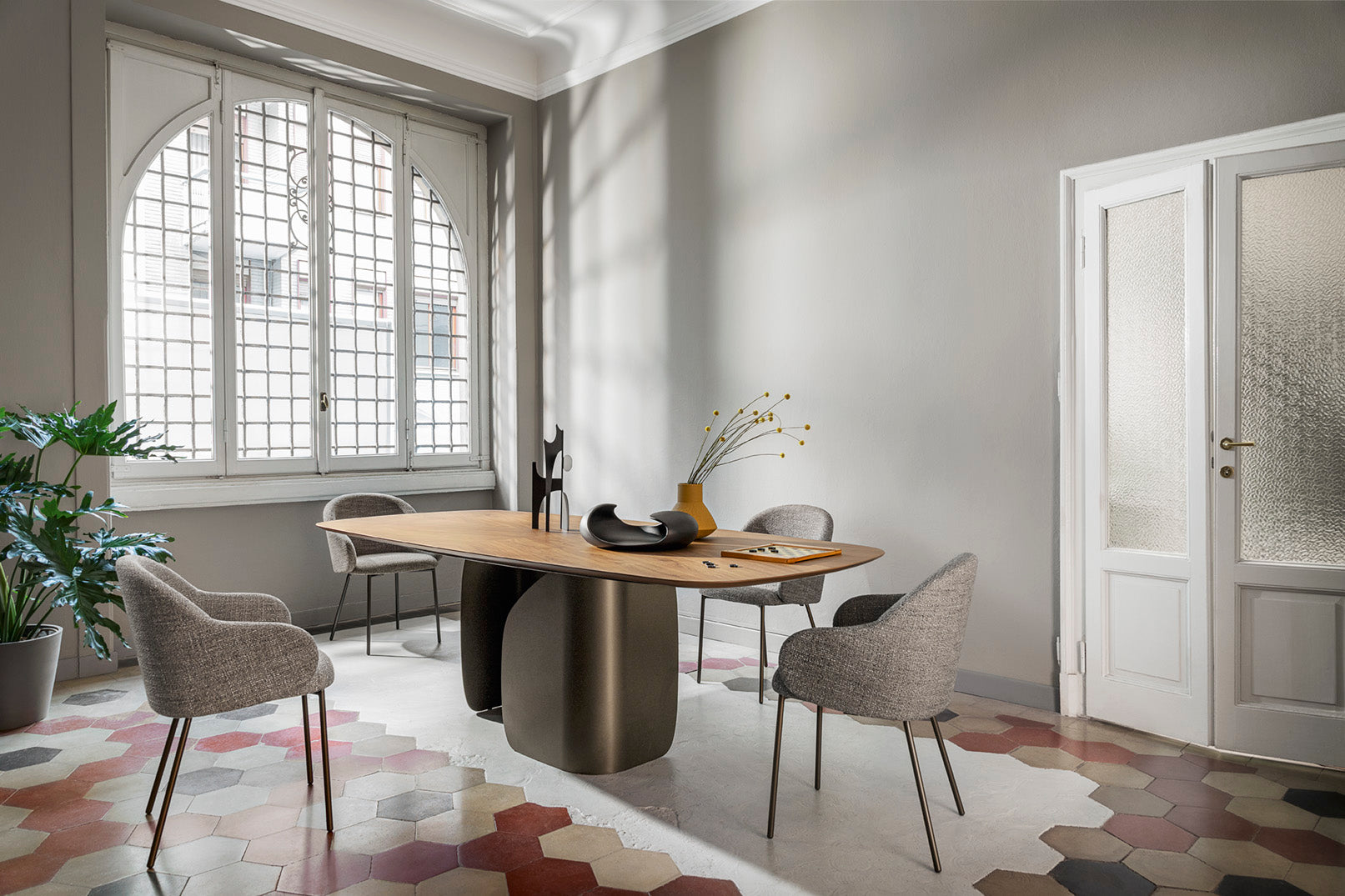 Holly FAB Armchair Upholstered with Beige Metal Base