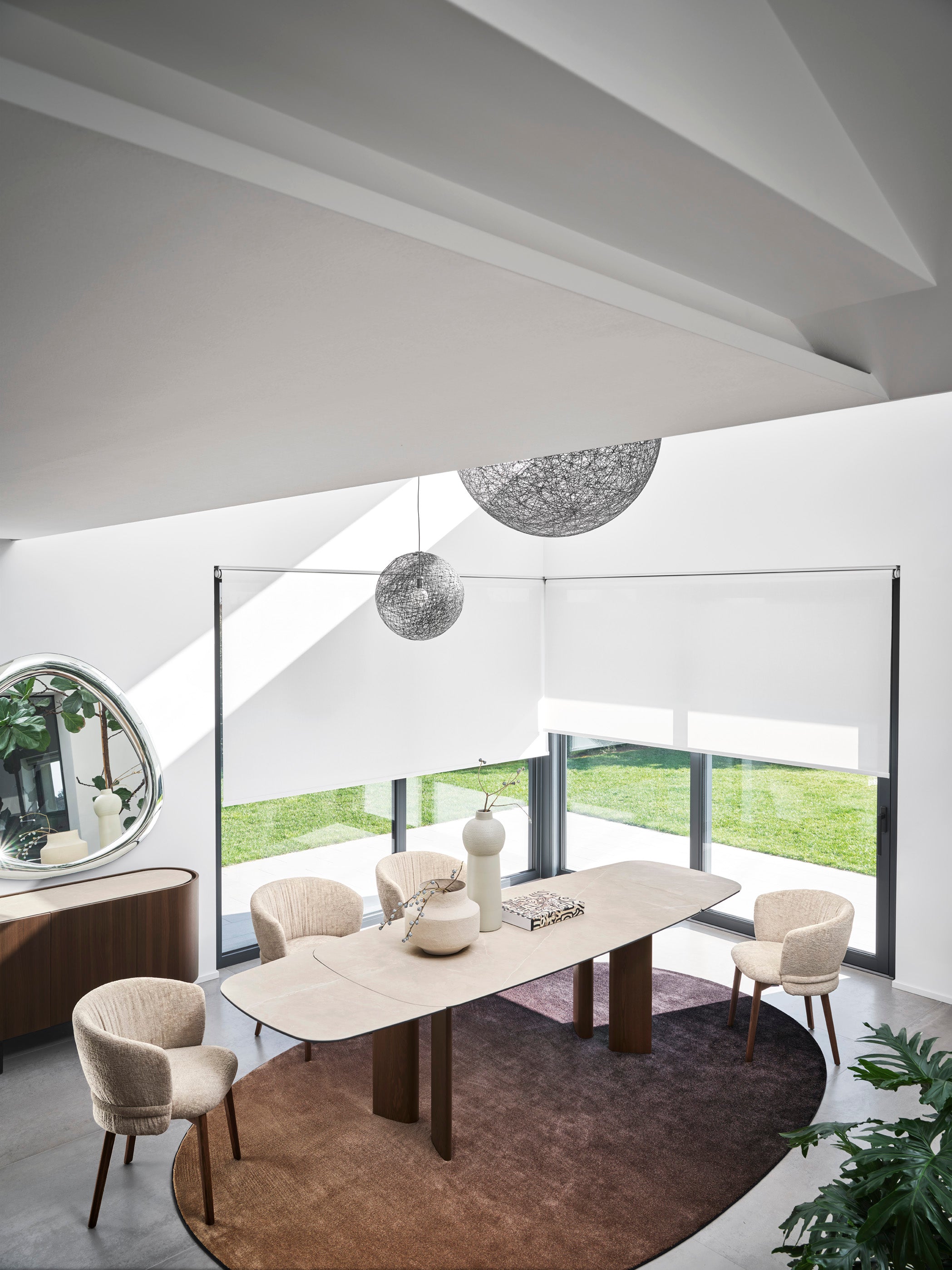 VANILLA upholstered chair with walnut base