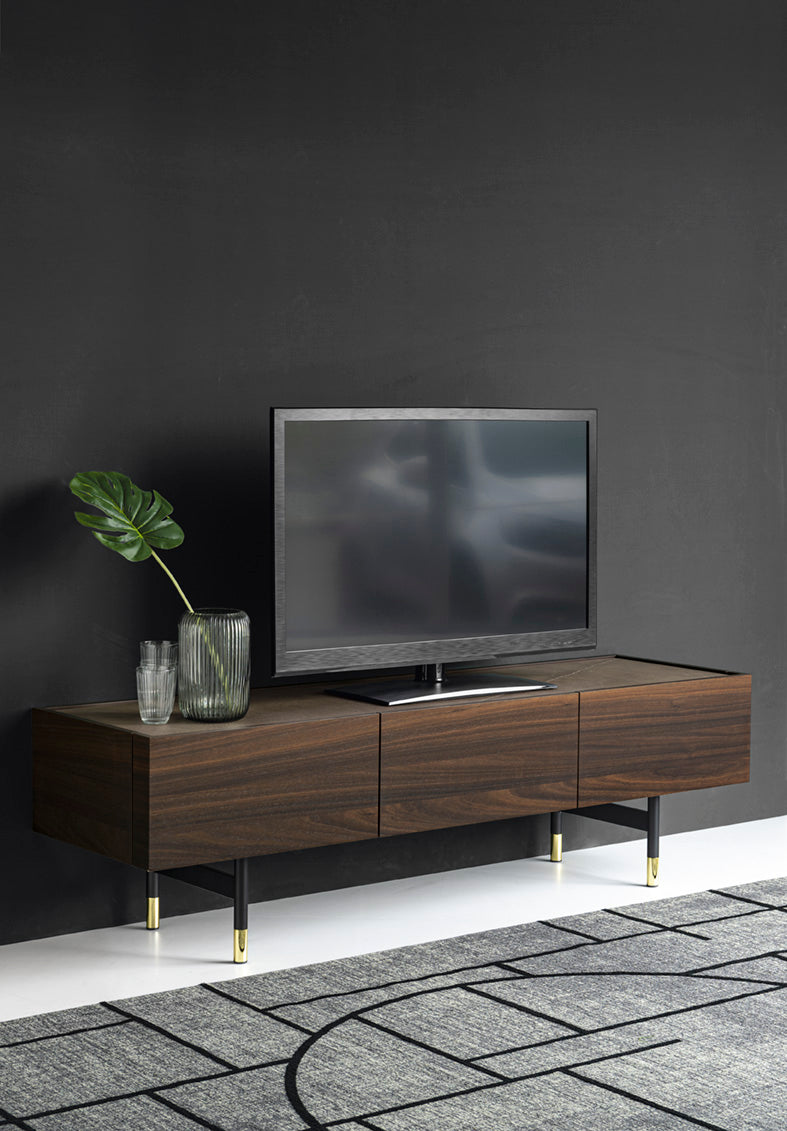 HORIZON TV Cabinet dark wood with brown top