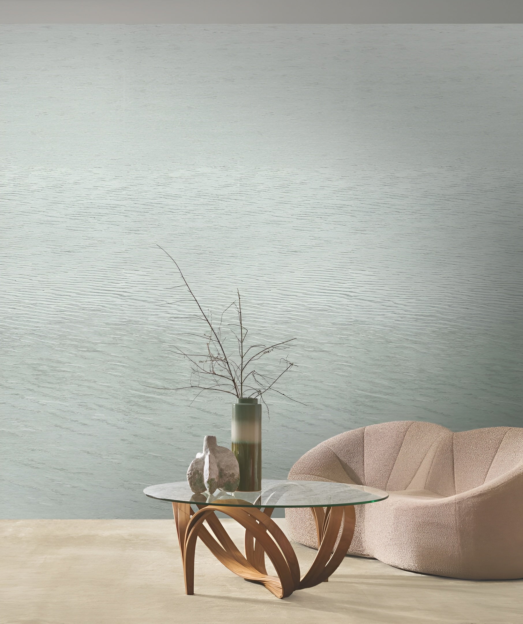 Nástenná maľba imitujúca žakárový vzor HAMANA - OPALINE tyrkysová