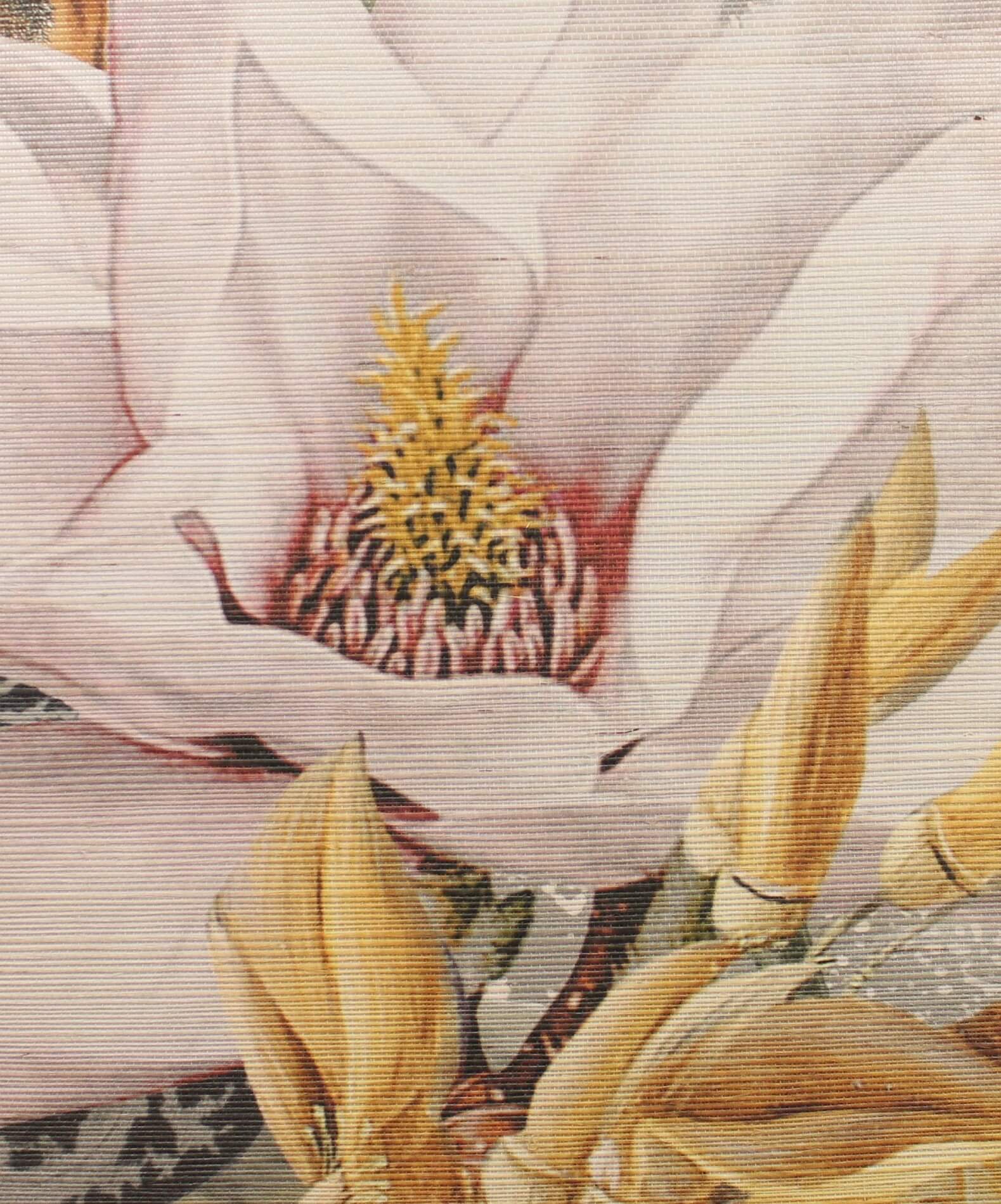 Textilná nástenná dekorácia s exotickou krajinou PARAIBA, tlmená modrá s béžovou