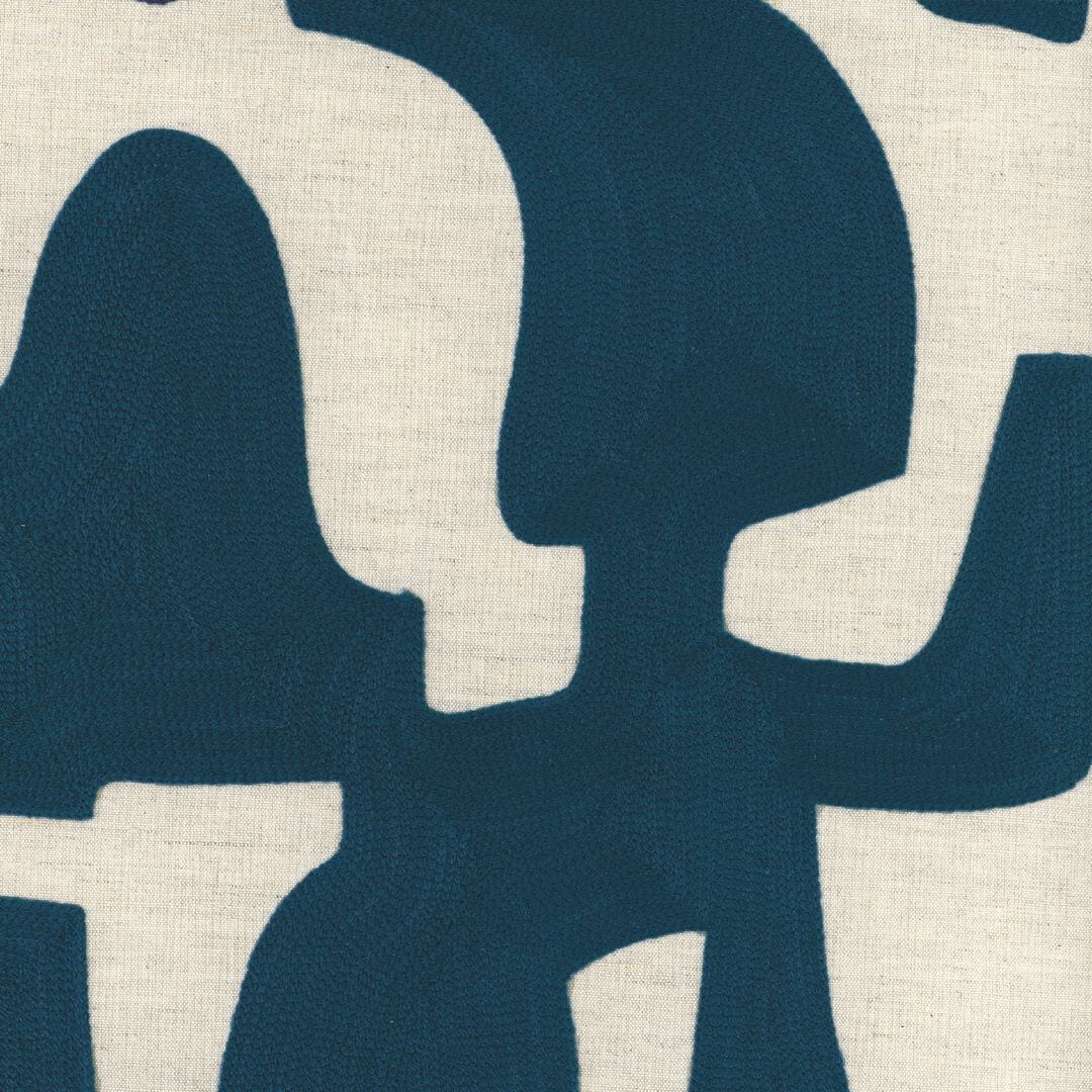Textile wallpaper with an abstract pattern MONODIE - BLEU CRAIE blue with cream
