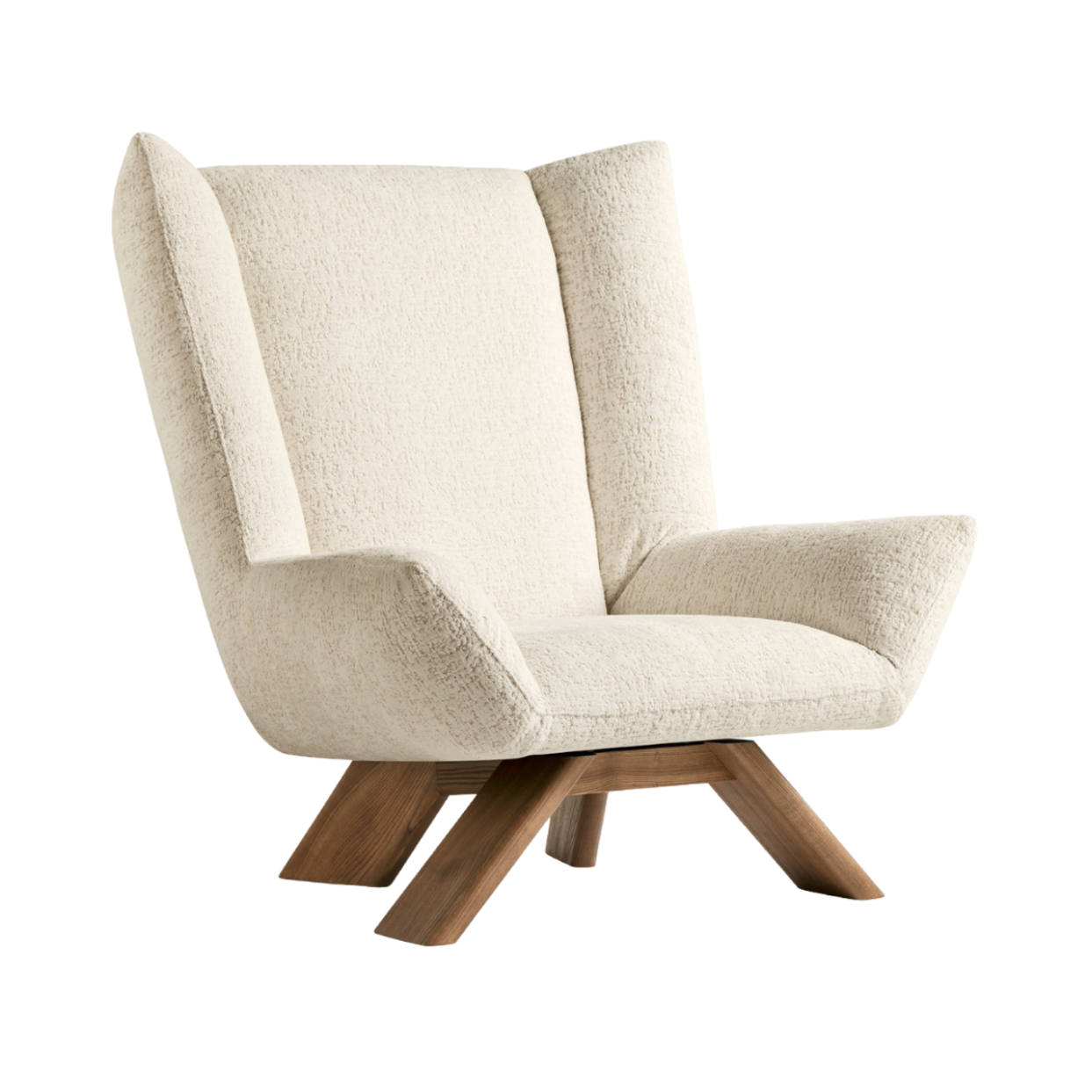 Upholstered armchair DALIA with walnut base