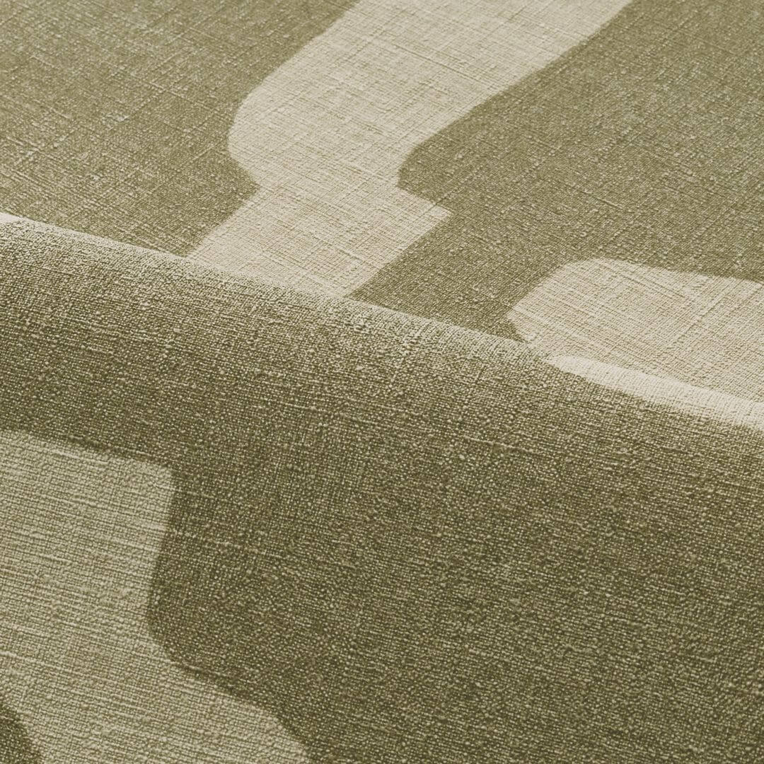 Štruktúrovaná tapeta napodobňujúca tkaninu v abstraktných organických tvaroch SERAN - TILLEUL zelená