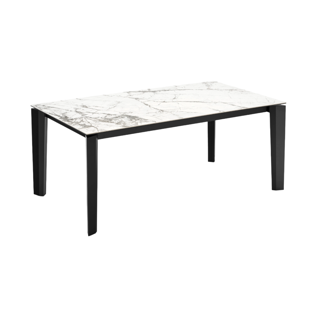 DELTA extendable table with a white top and black base