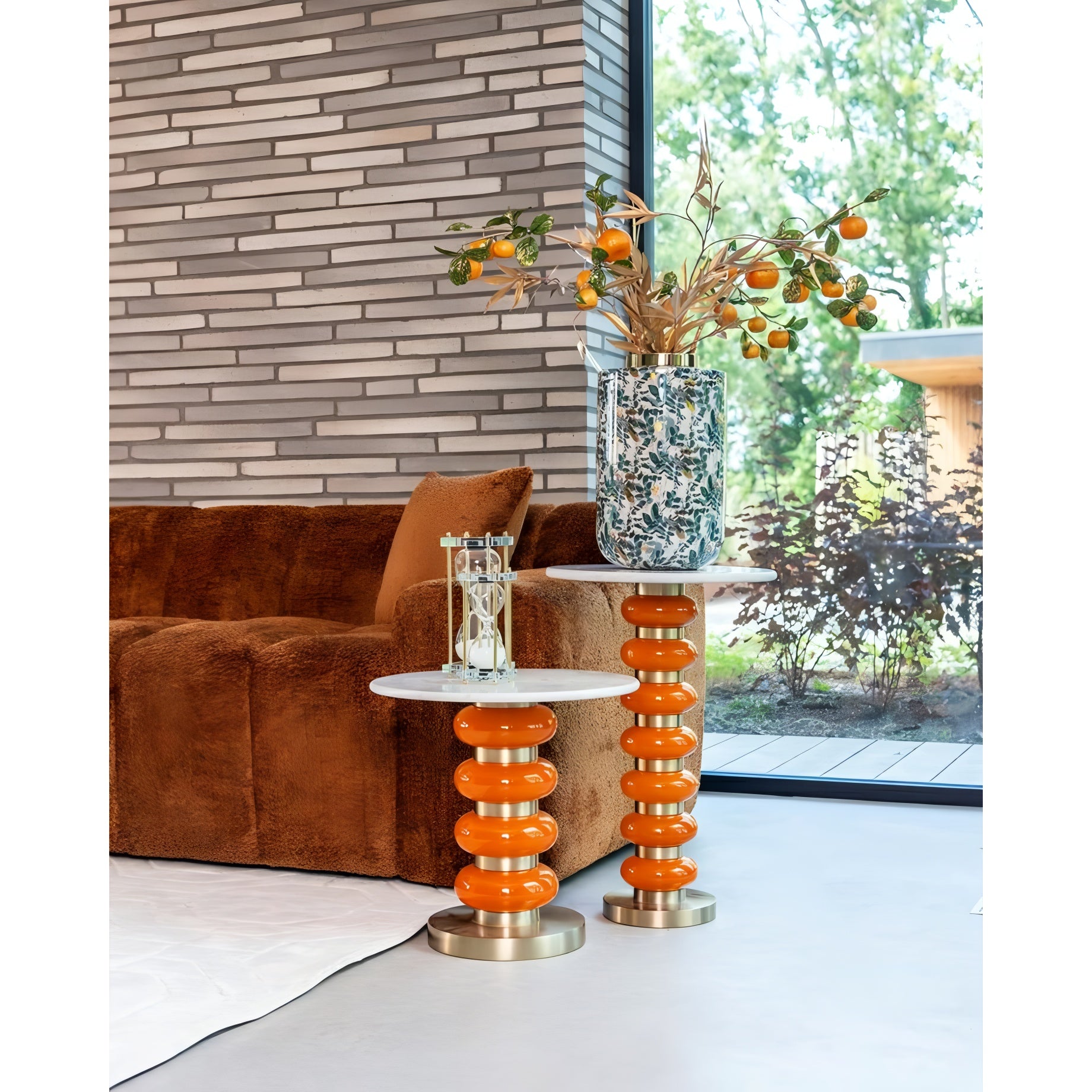 BARBARA white side table with gold