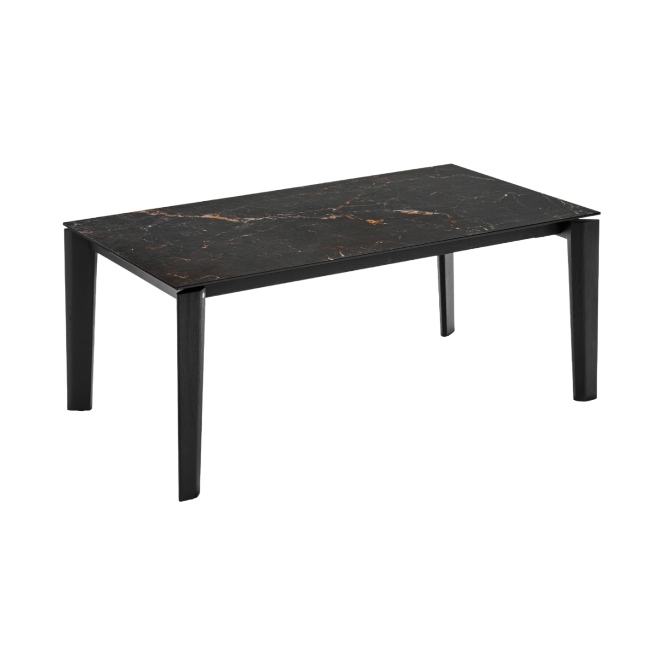 Extendable Table DOGMA with Black Top and Black Wooden Base