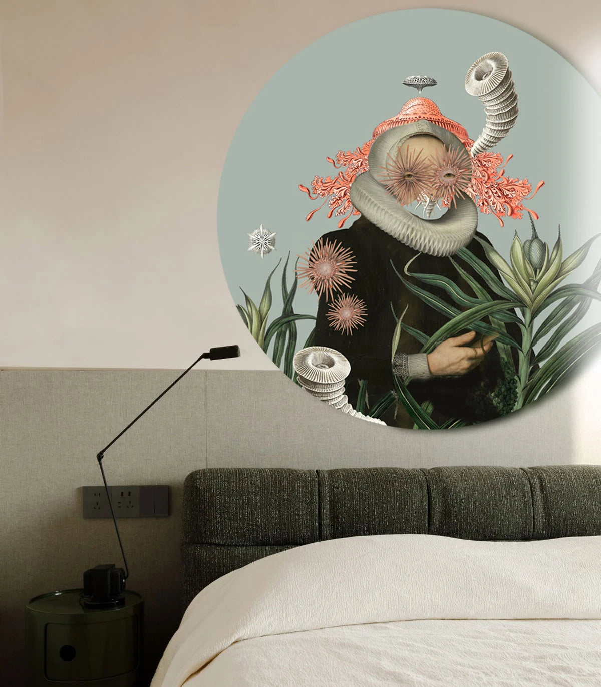 Nástenná maľba v tvare kruhu DOTS - PANI MEDUSA modrá