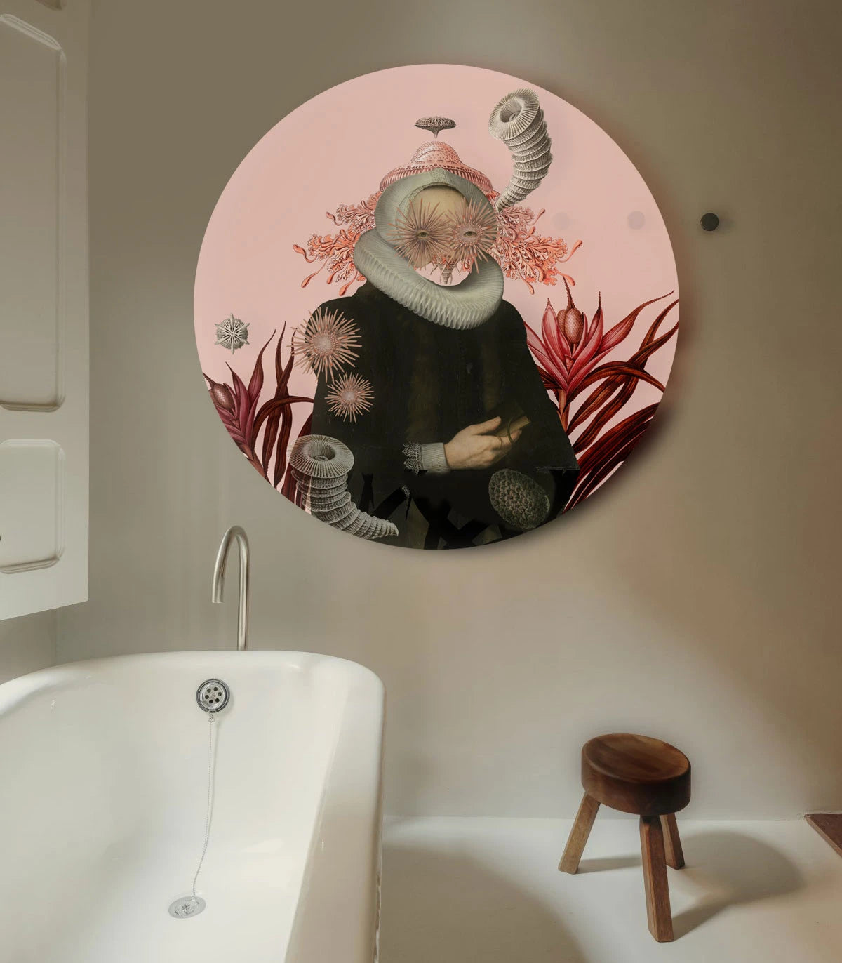 Nástenná maľba v tvare kruhu DOTS - PANI MEDUSA ružová