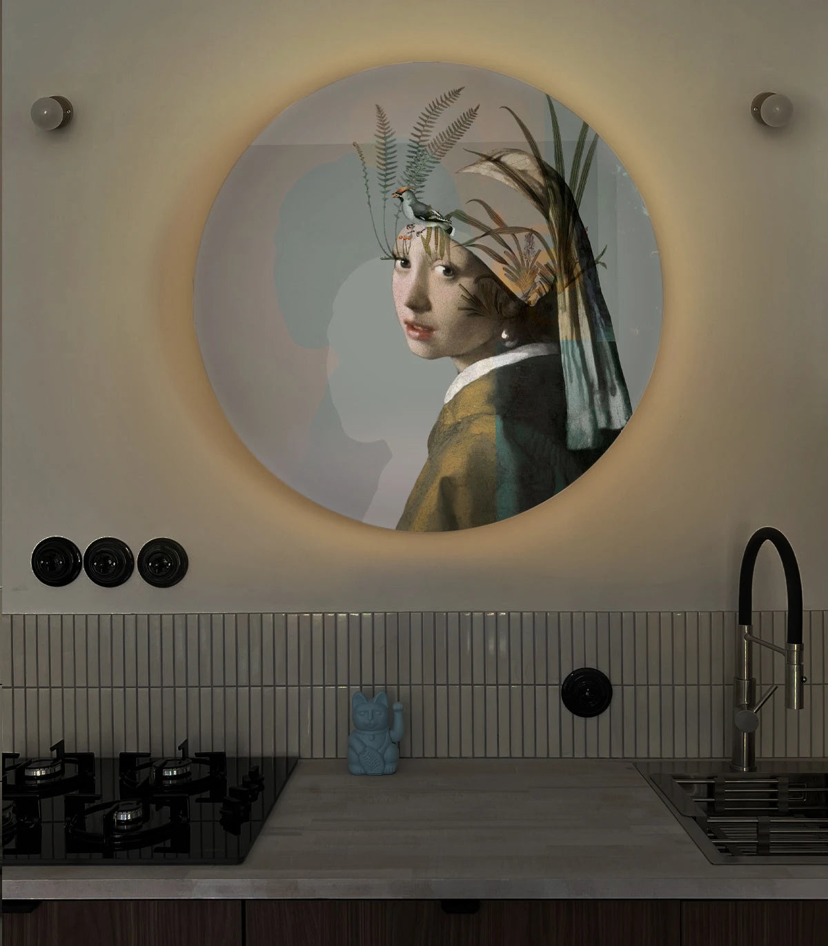 Wall lamp DOTS LIGHTING - NATURE GIRL WITH THE PEARL beige with green