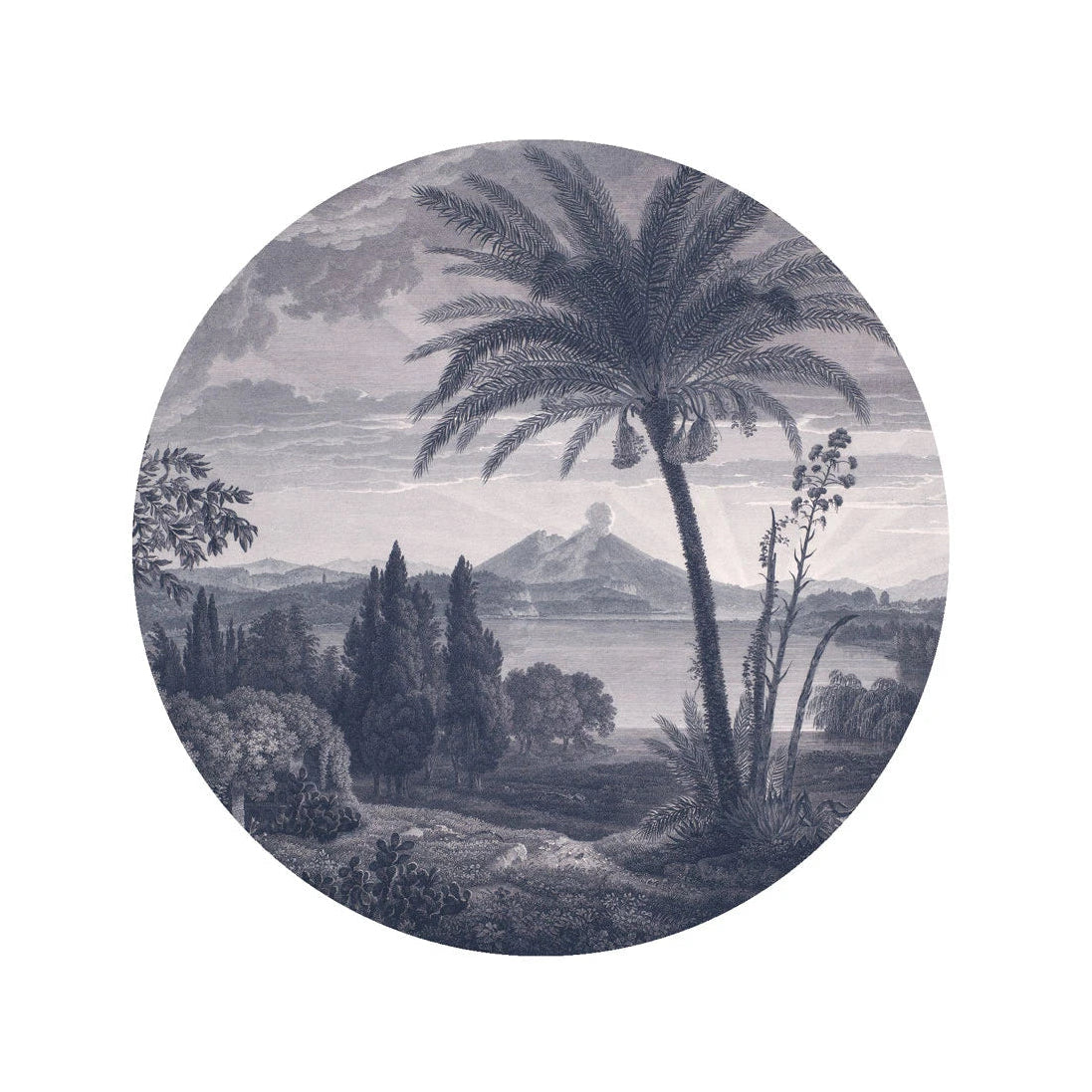 Circular Mural DOTS - TROPICAL VOLCANO VISTA BLUE blue