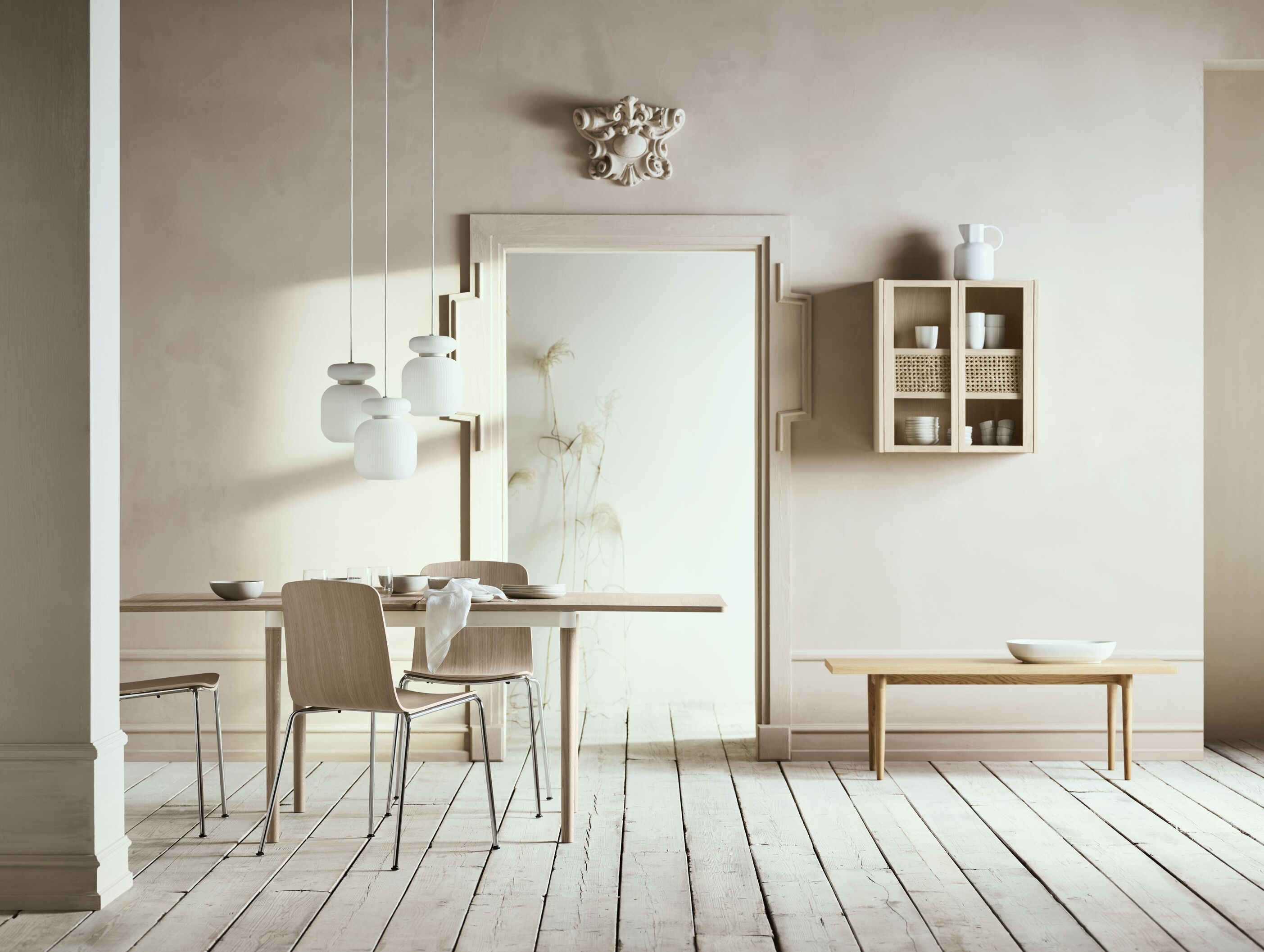 Stôl DOUBLEUP bielené dubové drevo