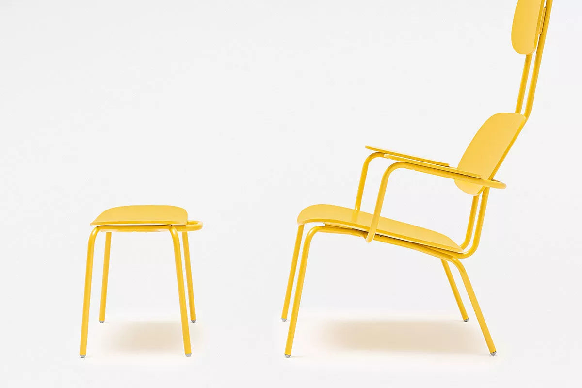 Fotel z zagłówkiem NEW SCHOOL LOUNGE beżowa podstawa – .mdd