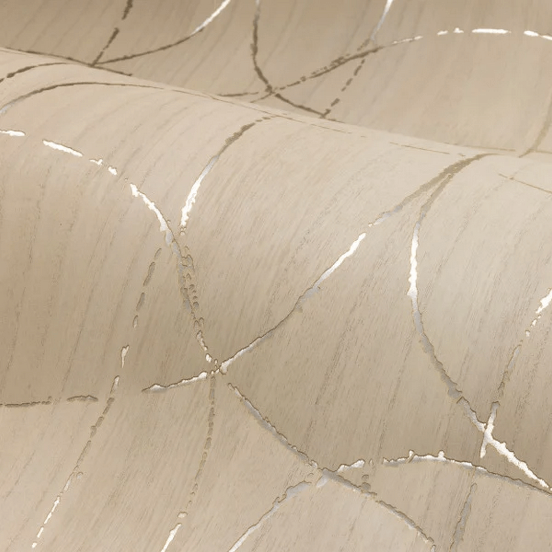 Tapeta fornirowaná s metalickým abstraktným vzorom SPLENDEUR - IVOIRE OR slonová kosť