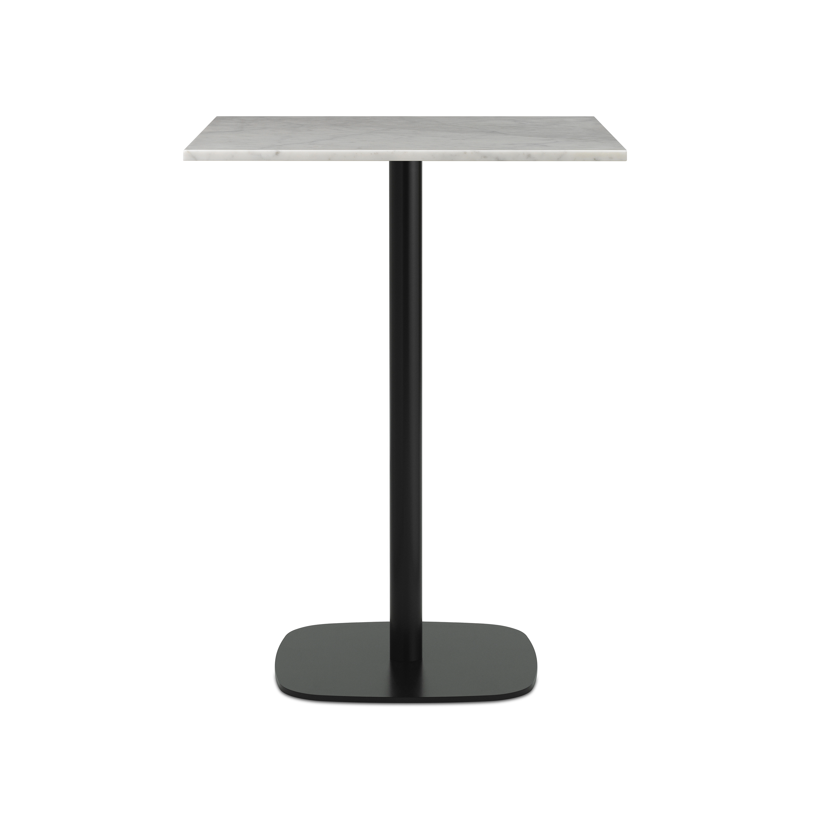 Štvorcový kávový stôl FORM s bielou mramorovou doskou a čiernym podstavcom