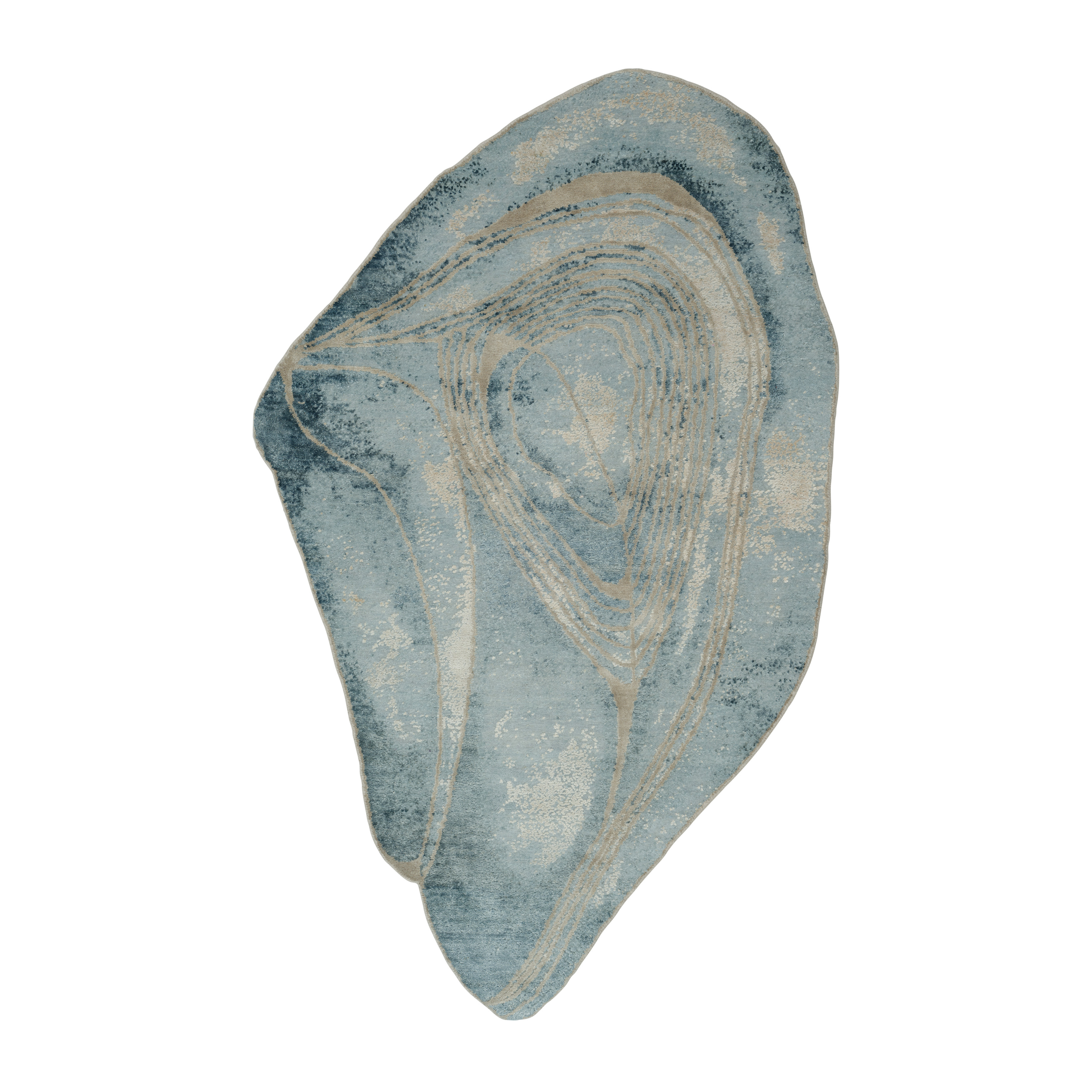 HUSHED WAVE rug blue with beige