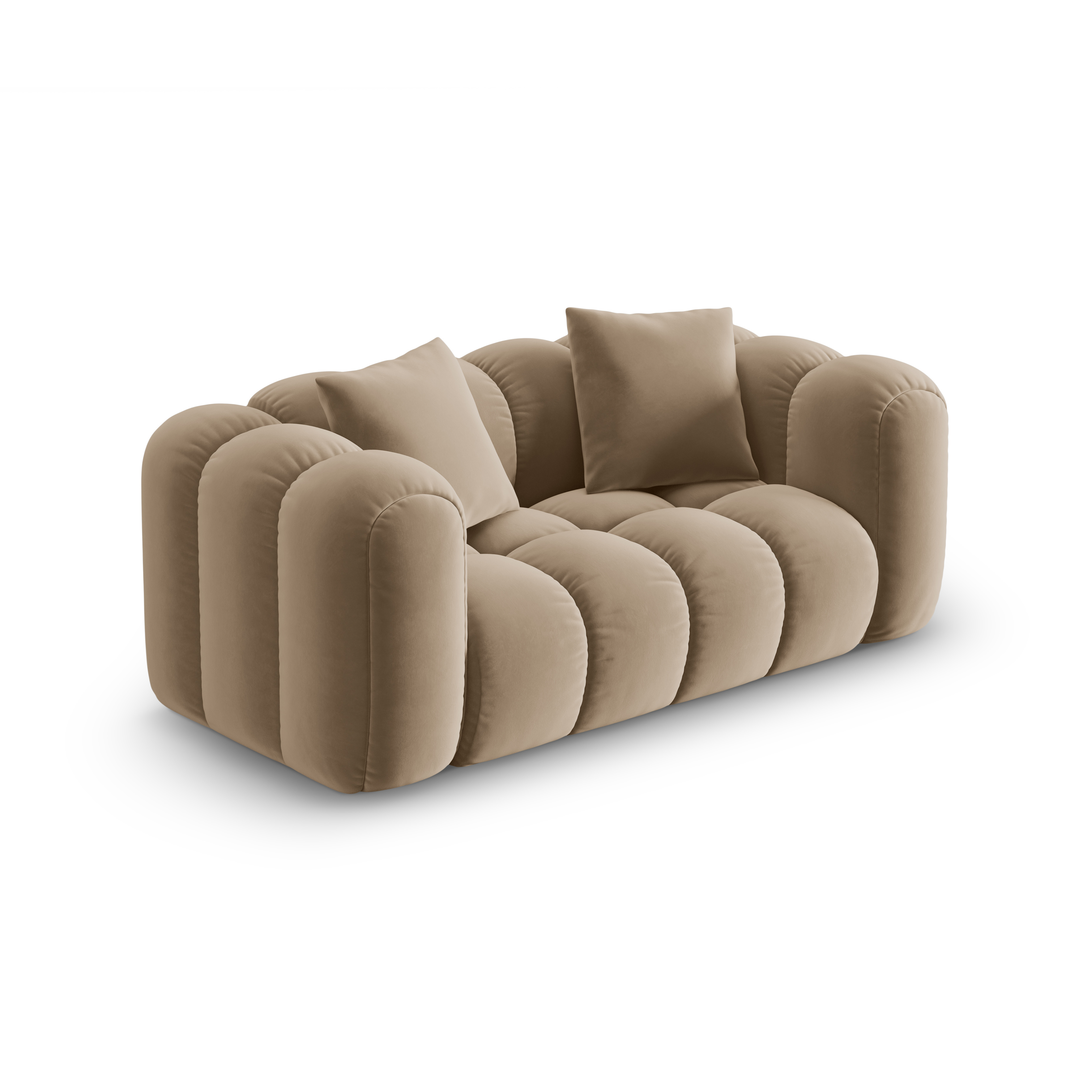 Sofa z jemného velúru pre 2 osoby ASTRO piesková