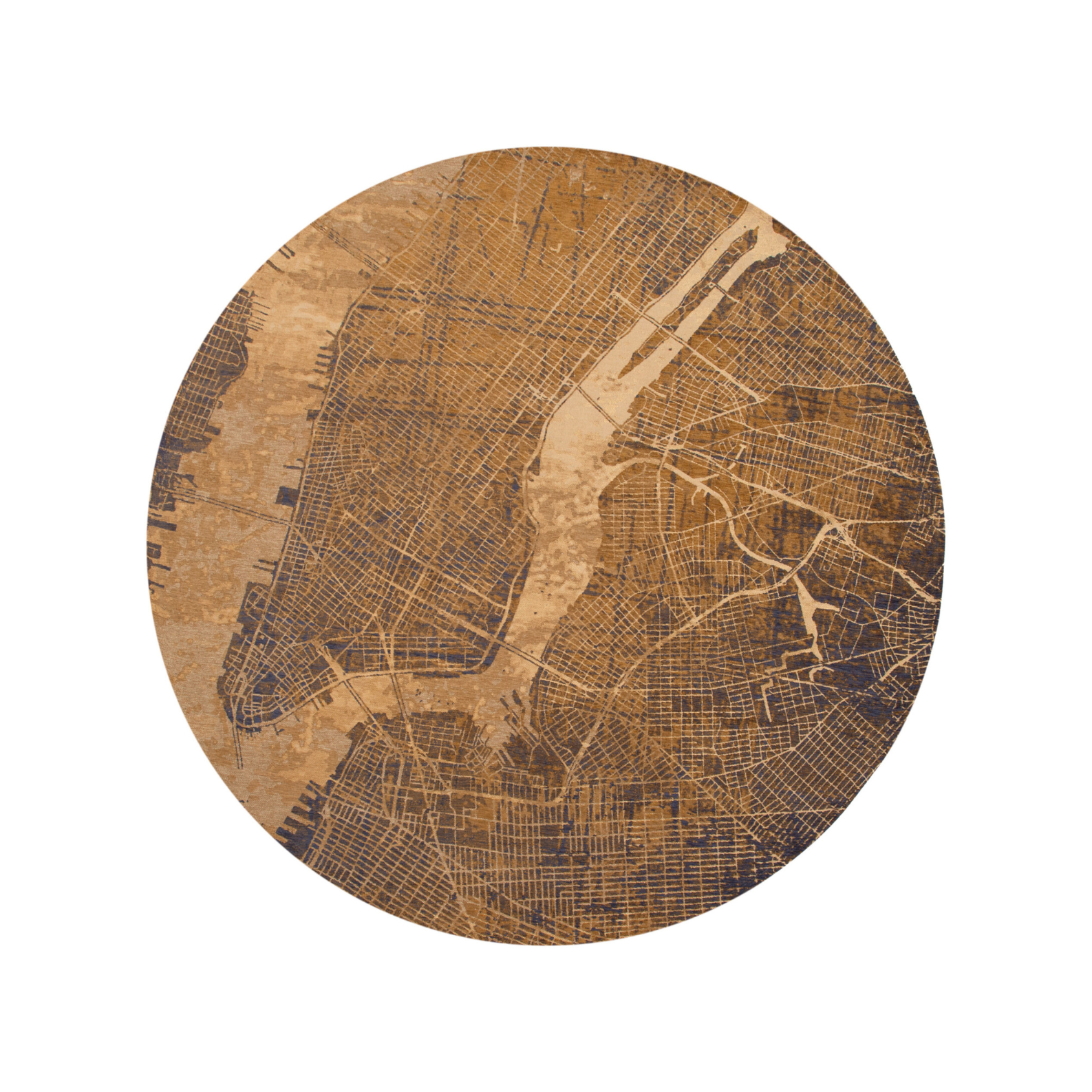 Kruhový koberec CITIES NEW YORK GATSBY ZLATÝ hnedý