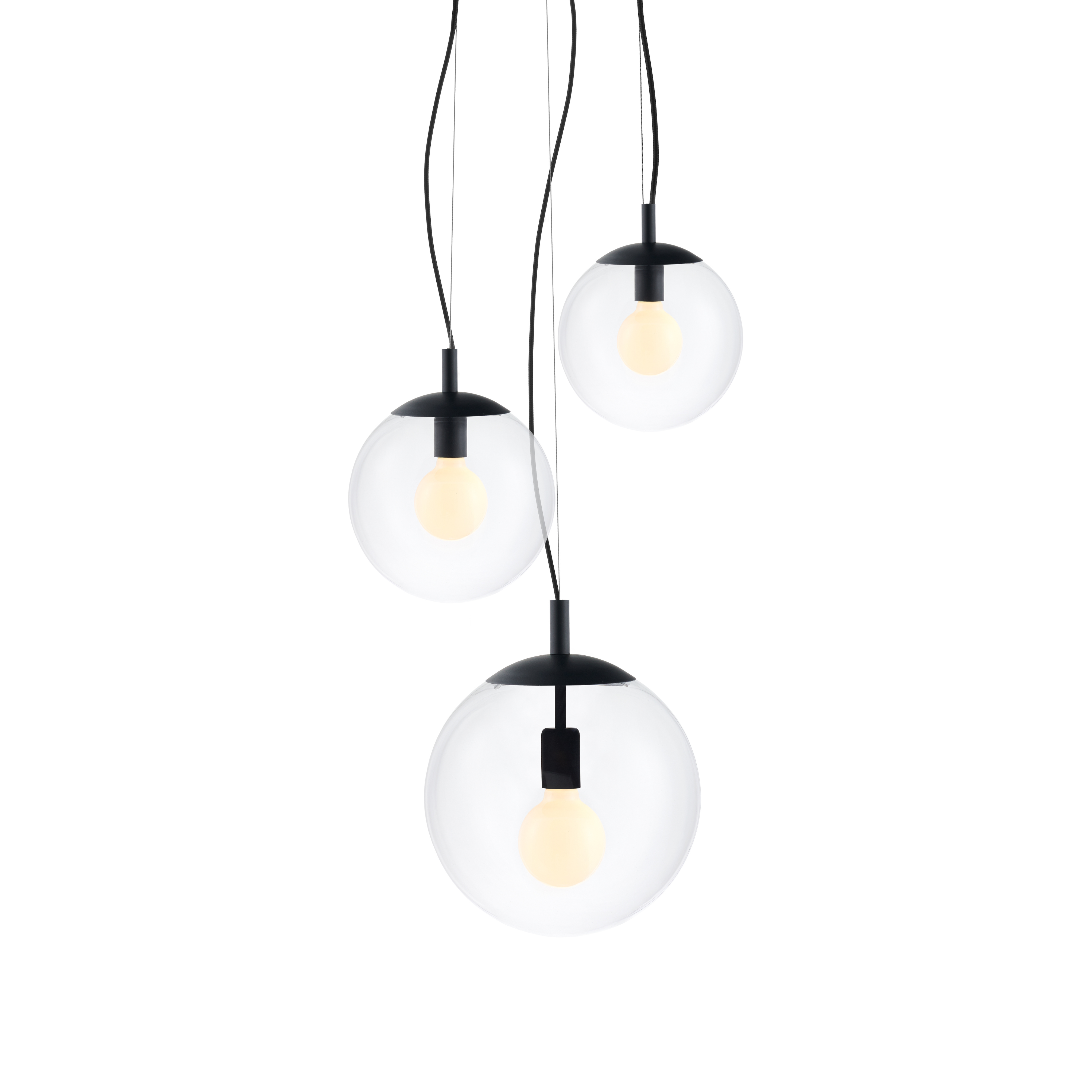 ALUR 2 ceiling lamp transparent glass with black finish